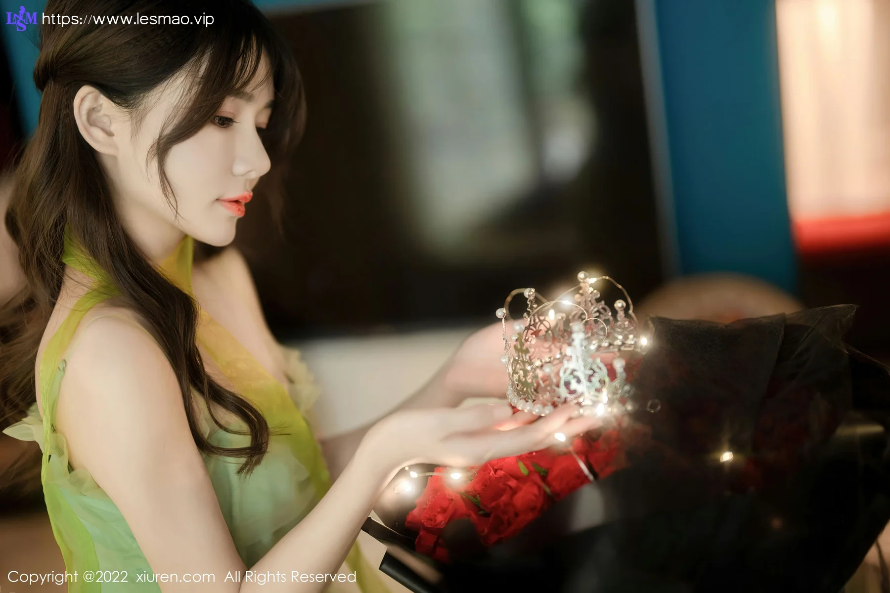 XiuRen 秀人 No.5875 婠婠么 淡绿色连衣长裙性感写真222 - 11