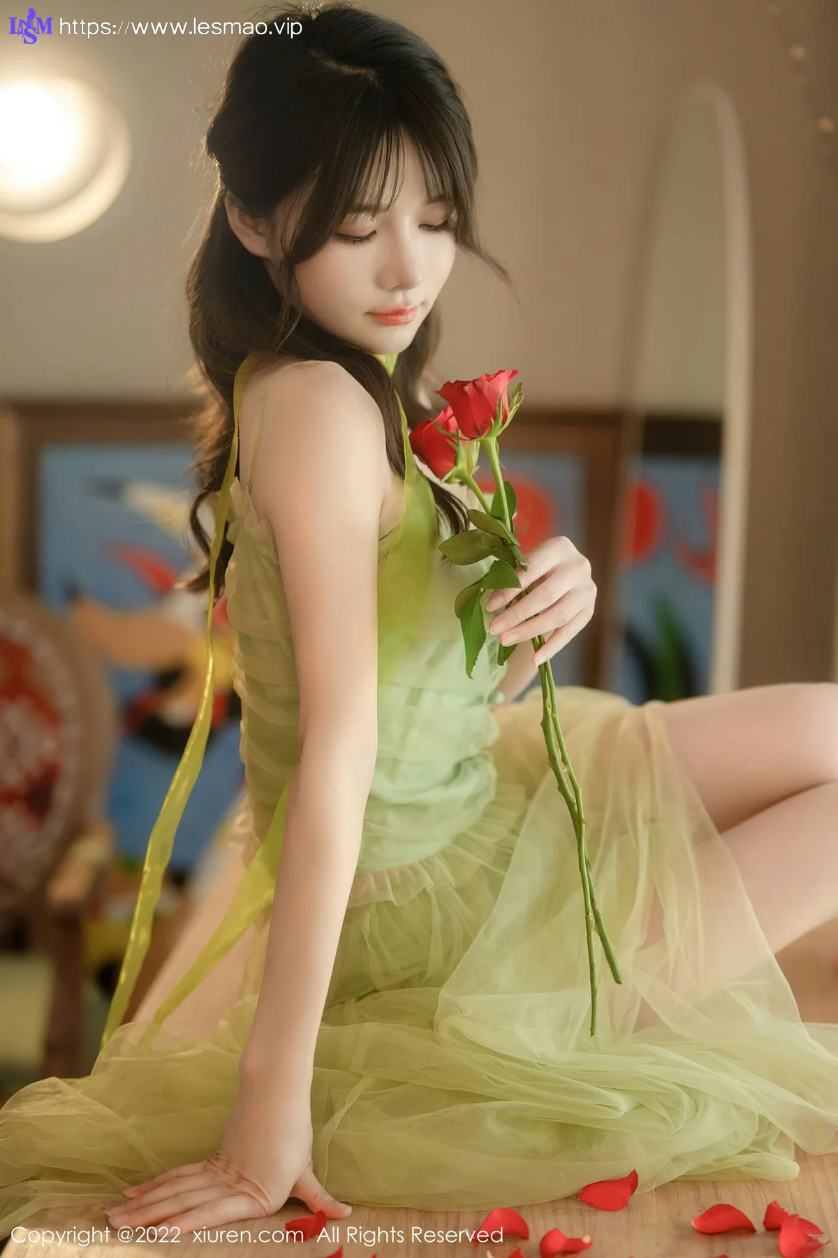 XiuRen 秀人 No.5875 婠婠么 淡绿色连衣长裙性感写真222 - 13
