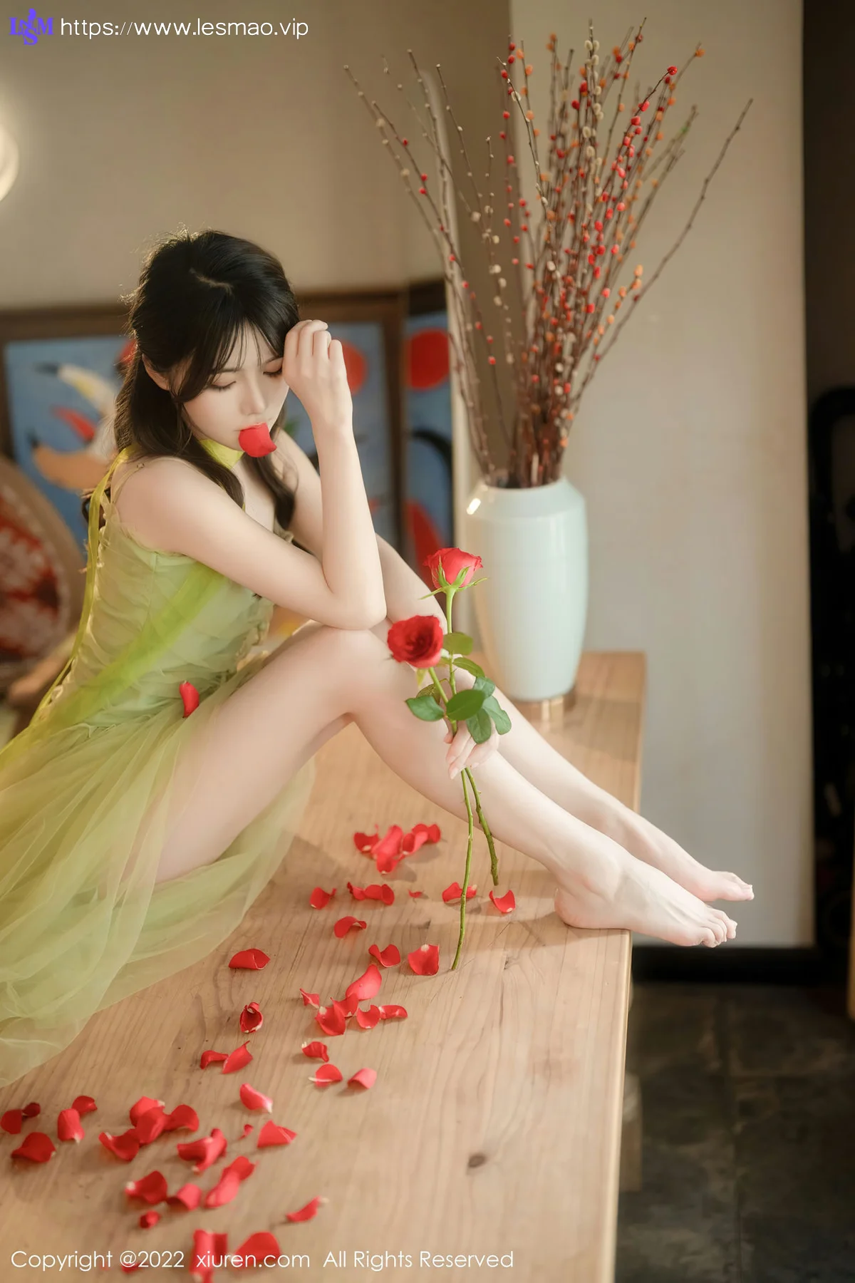 XiuRen 秀人 No.5875 婠婠么 淡绿色连衣长裙性感写真222 - 16