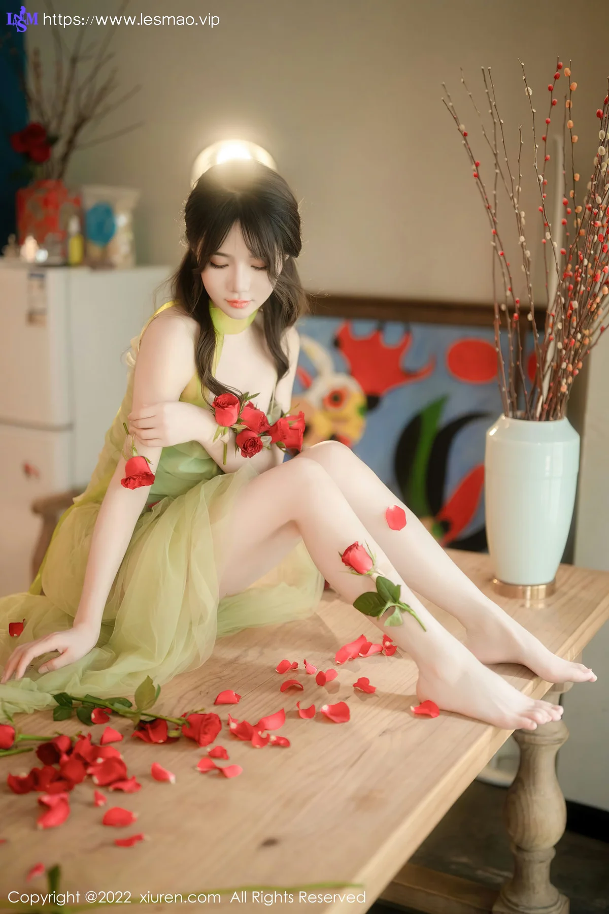 XiuRen 秀人 No.5875 婠婠么 淡绿色连衣长裙性感写真222 - 19