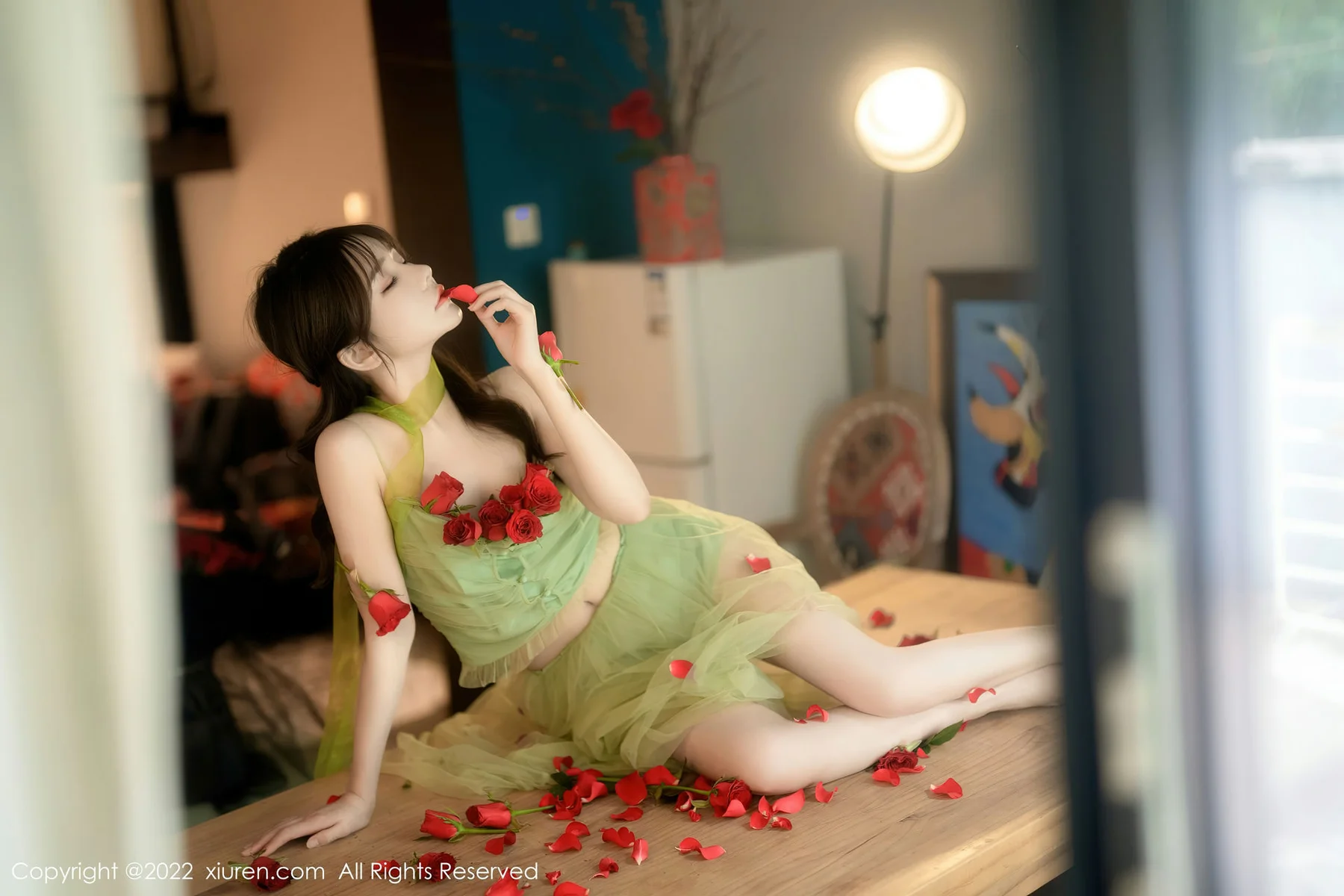 XiuRen 秀人 No.5875 婠婠么 淡绿色连衣长裙性感写真222 - 24