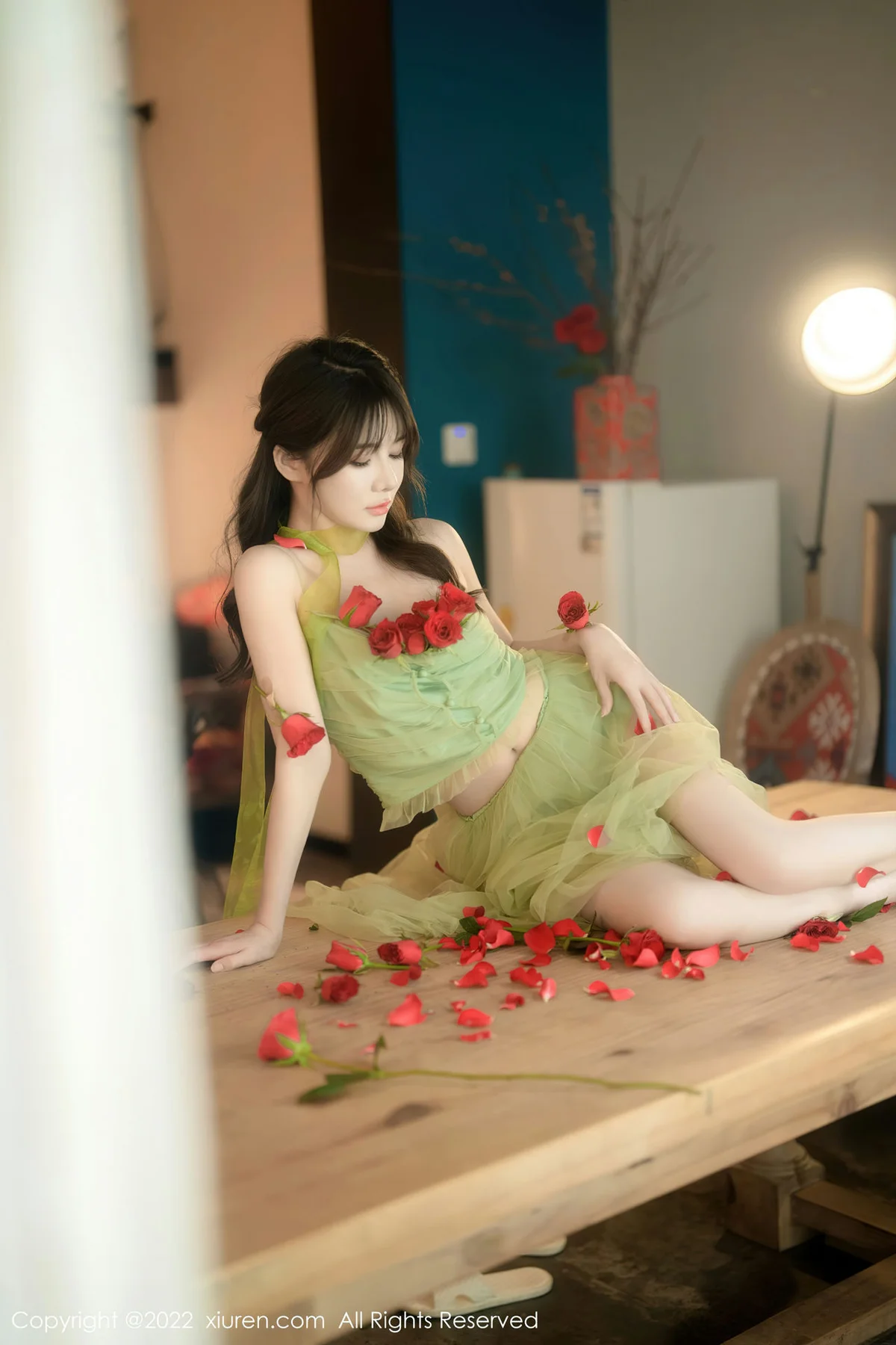XiuRen 秀人 No.5875 婠婠么 淡绿色连衣长裙性感写真222 - 25