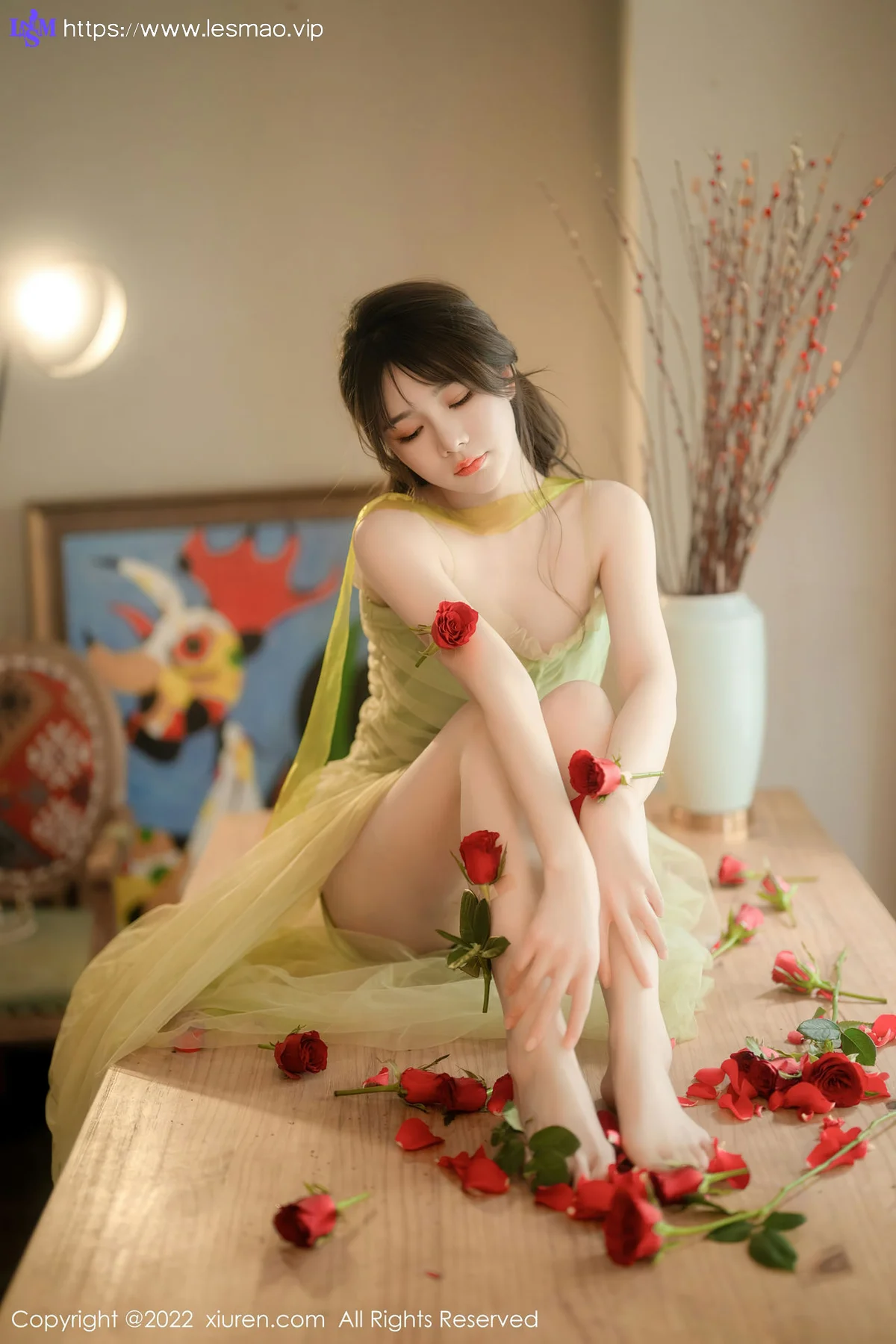 XiuRen 秀人 No.5875 婠婠么 淡绿色连衣长裙性感写真222 - 31