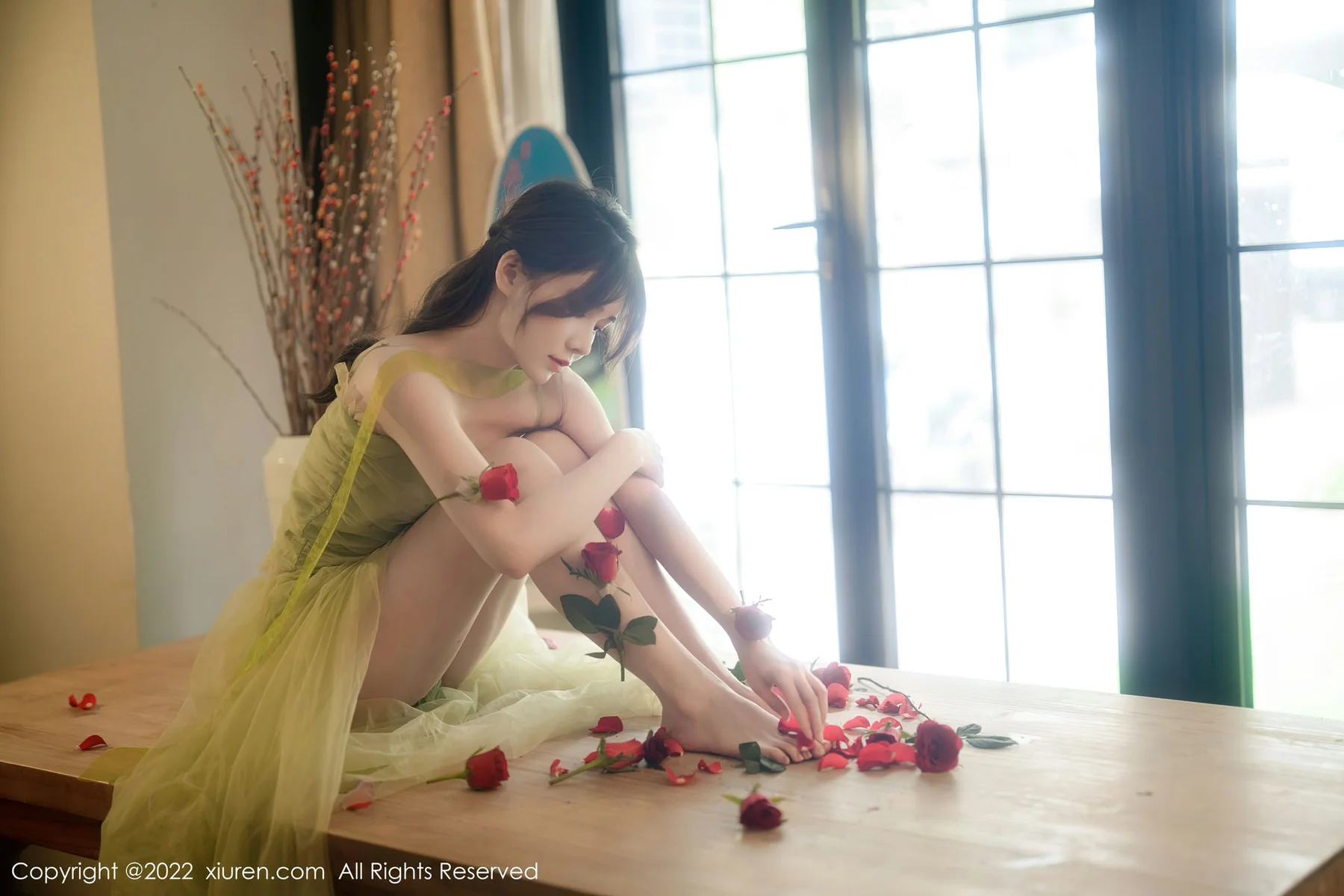 XiuRen 秀人 No.5875 婠婠么 淡绿色连衣长裙性感写真222 - 33