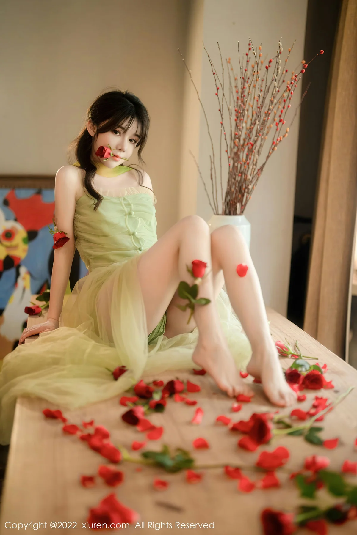 XiuRen 秀人 No.5875 婠婠么 淡绿色连衣长裙性感写真222 - 35