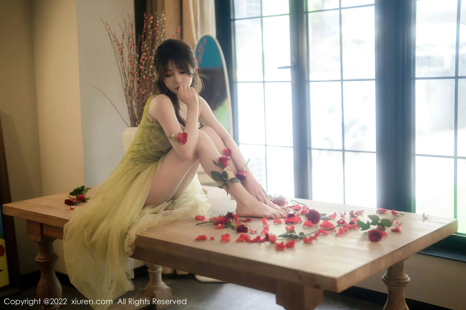 XiuRen 秀人 No.5875 婠婠么 淡绿色连衣长裙性感写真222 - 38