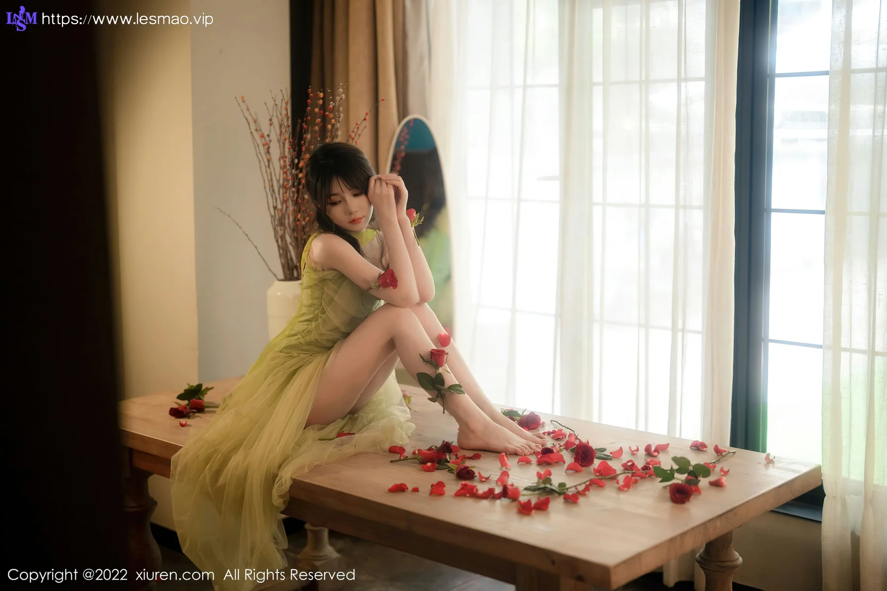 XiuRen 秀人 No.5875 婠婠么 淡绿色连衣长裙性感写真222 - 39