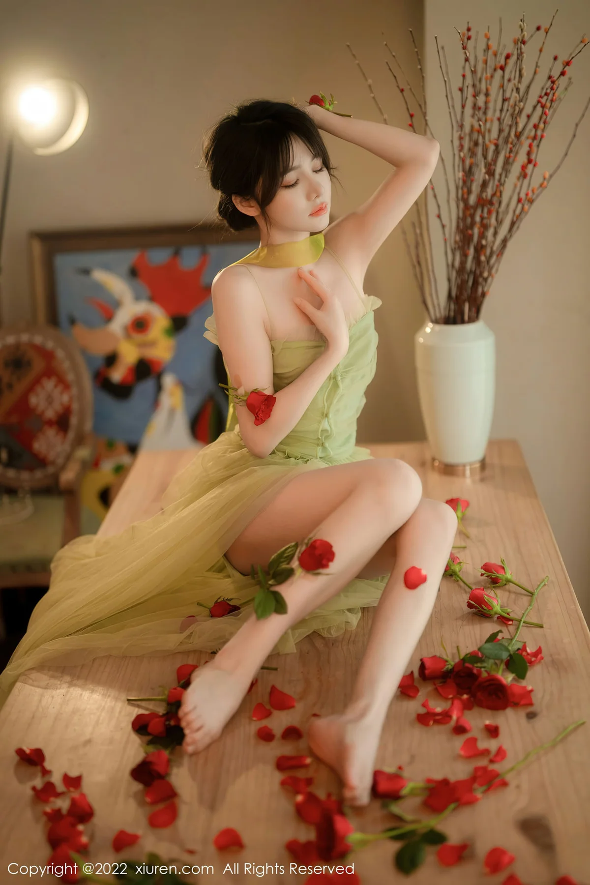 XiuRen 秀人 No.5875 婠婠么 淡绿色连衣长裙性感写真222 - 44
