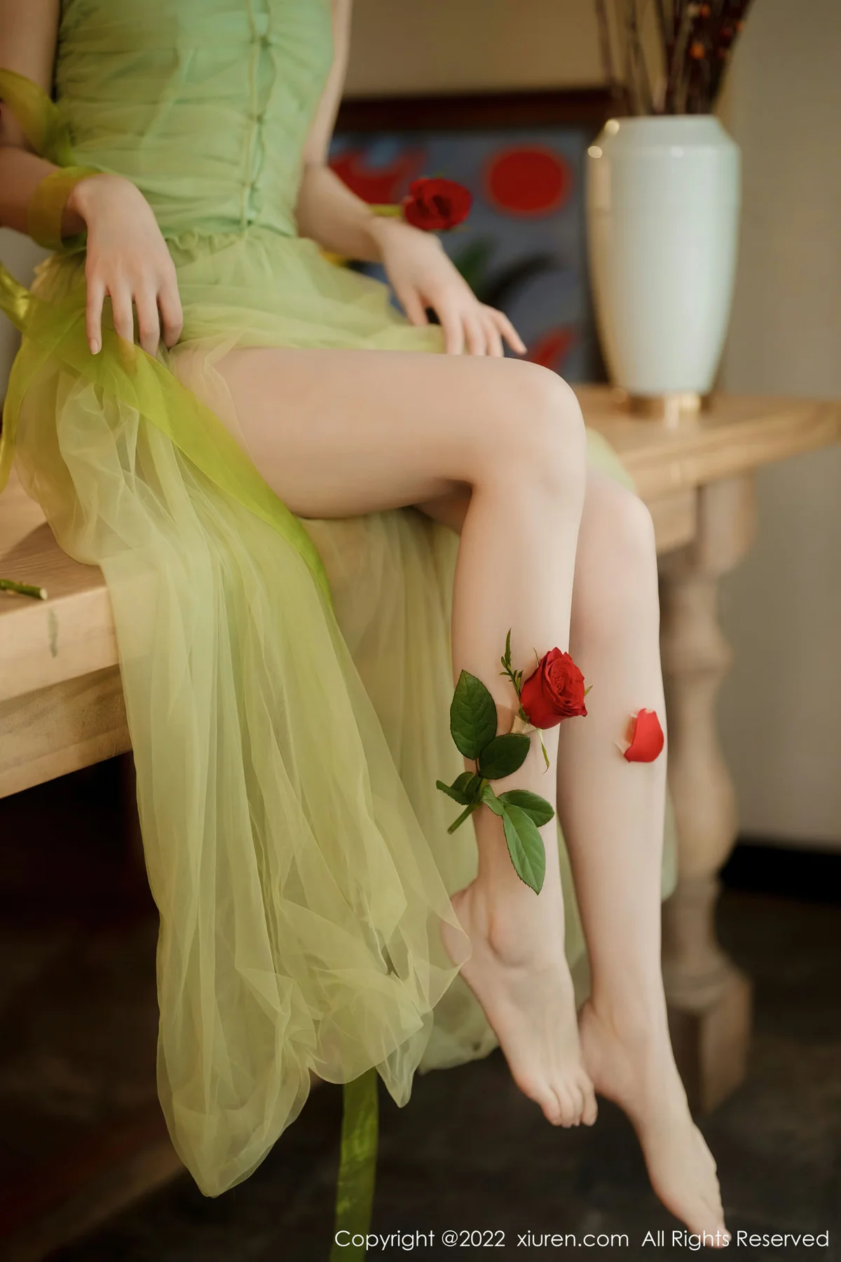 XiuRen 秀人 No.5875 婠婠么 淡绿色连衣长裙性感写真222 - 49