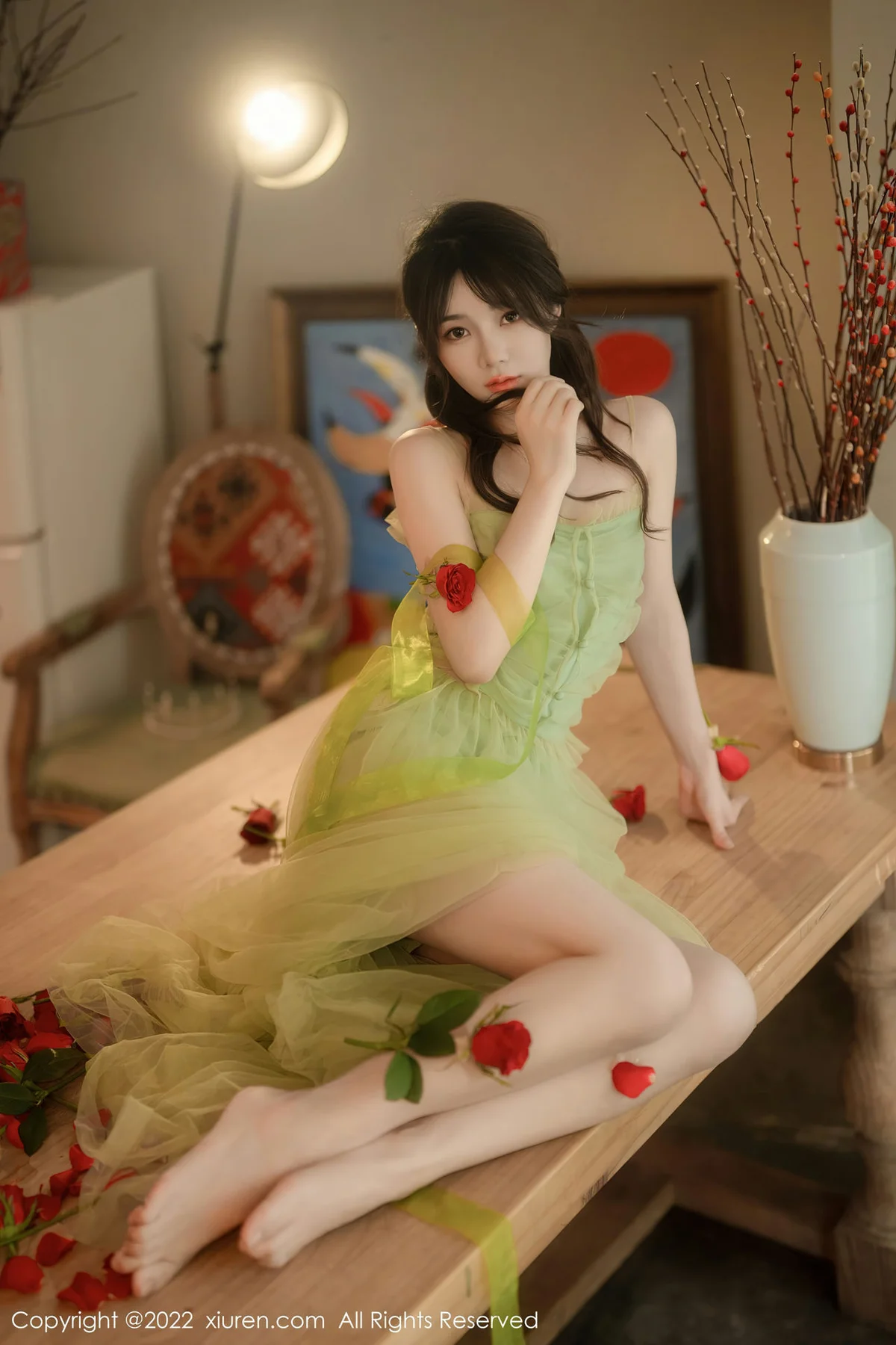 XiuRen 秀人 No.5875 婠婠么 淡绿色连衣长裙性感写真222 - 51