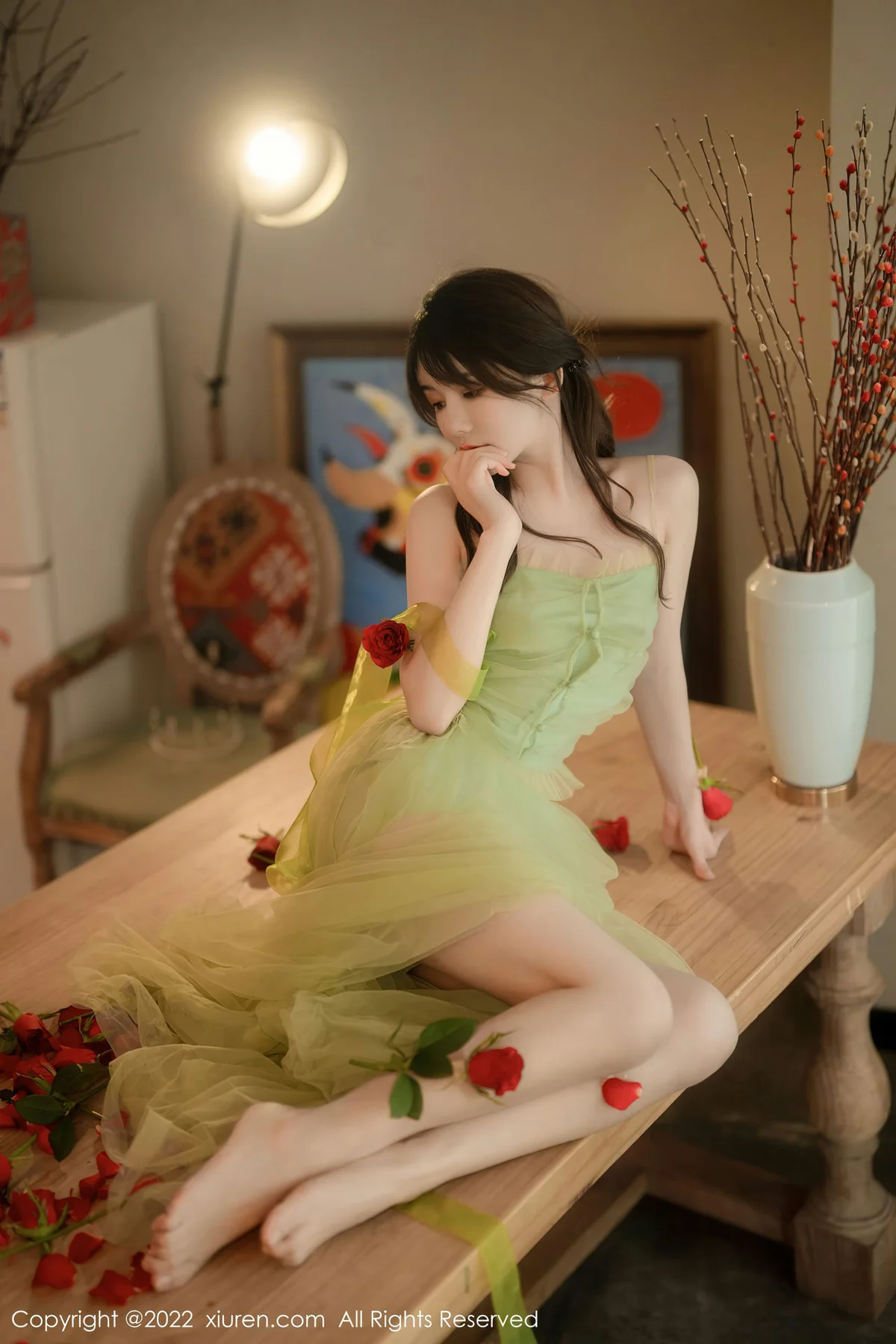 XiuRen 秀人 No.5875 婠婠么 淡绿色连衣长裙性感写真222 - 52