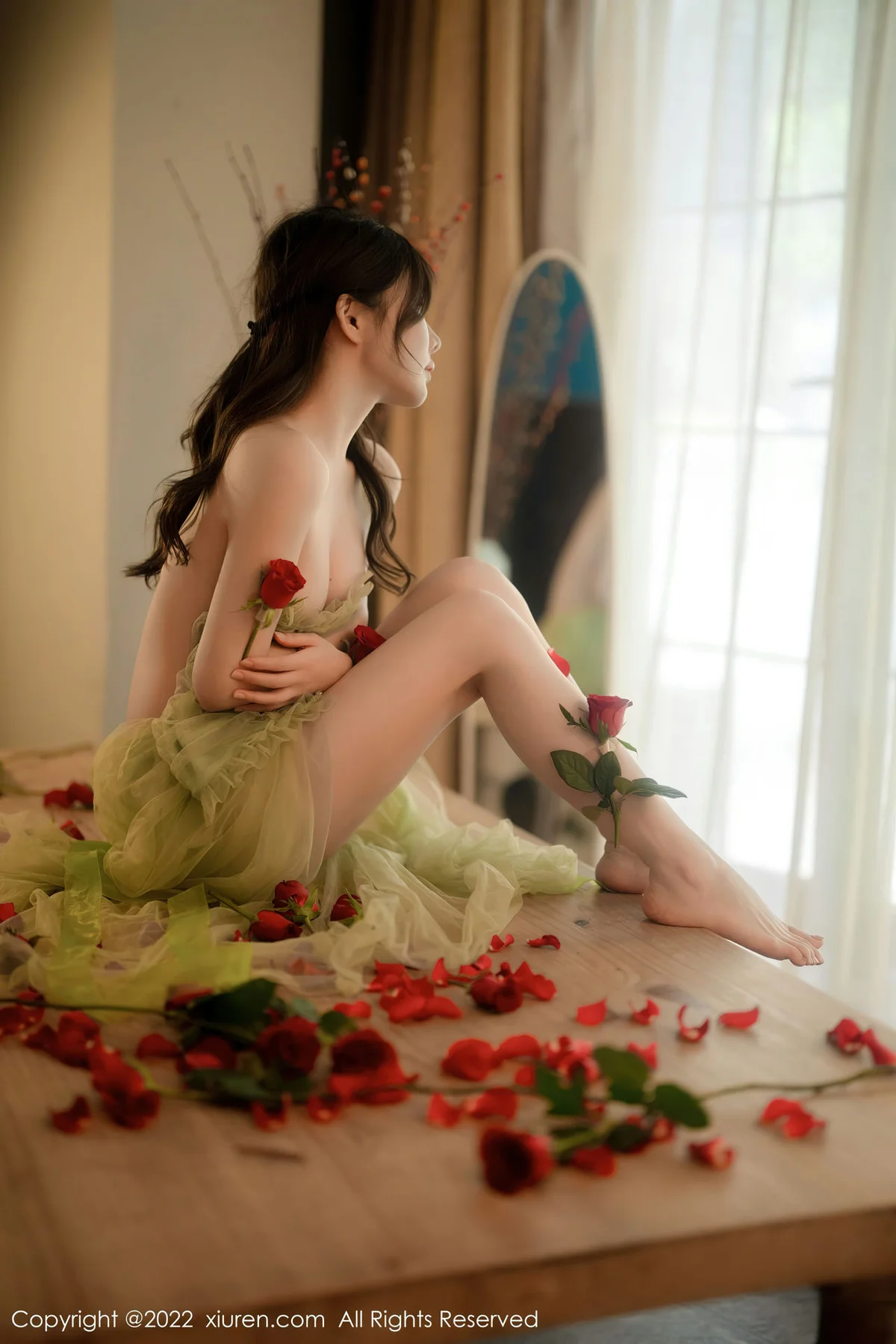 XiuRen 秀人 No.5875 婠婠么 淡绿色连衣长裙性感写真222 - 56