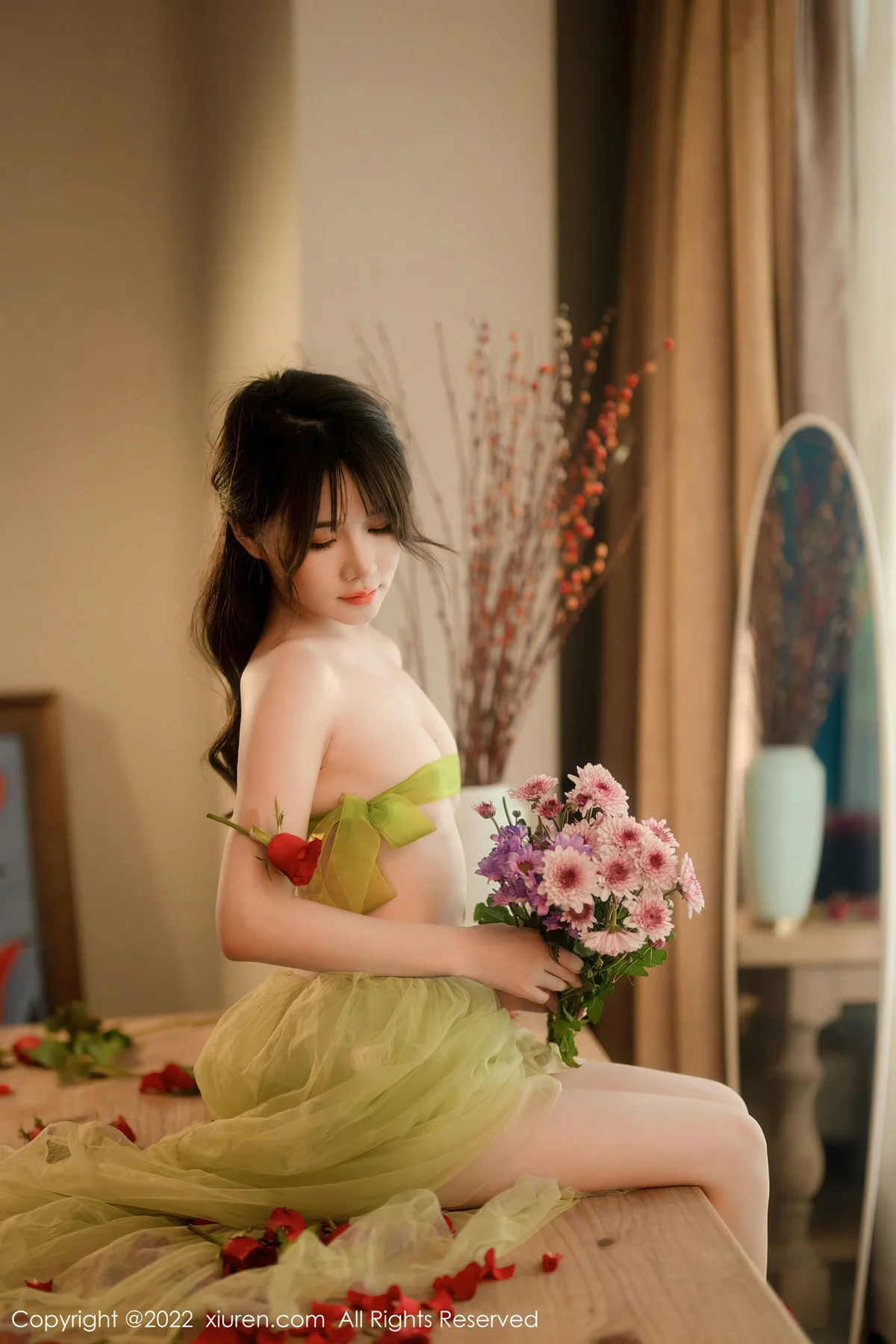 XiuRen 秀人 No.5875 婠婠么 淡绿色连衣长裙性感写真222 - 63