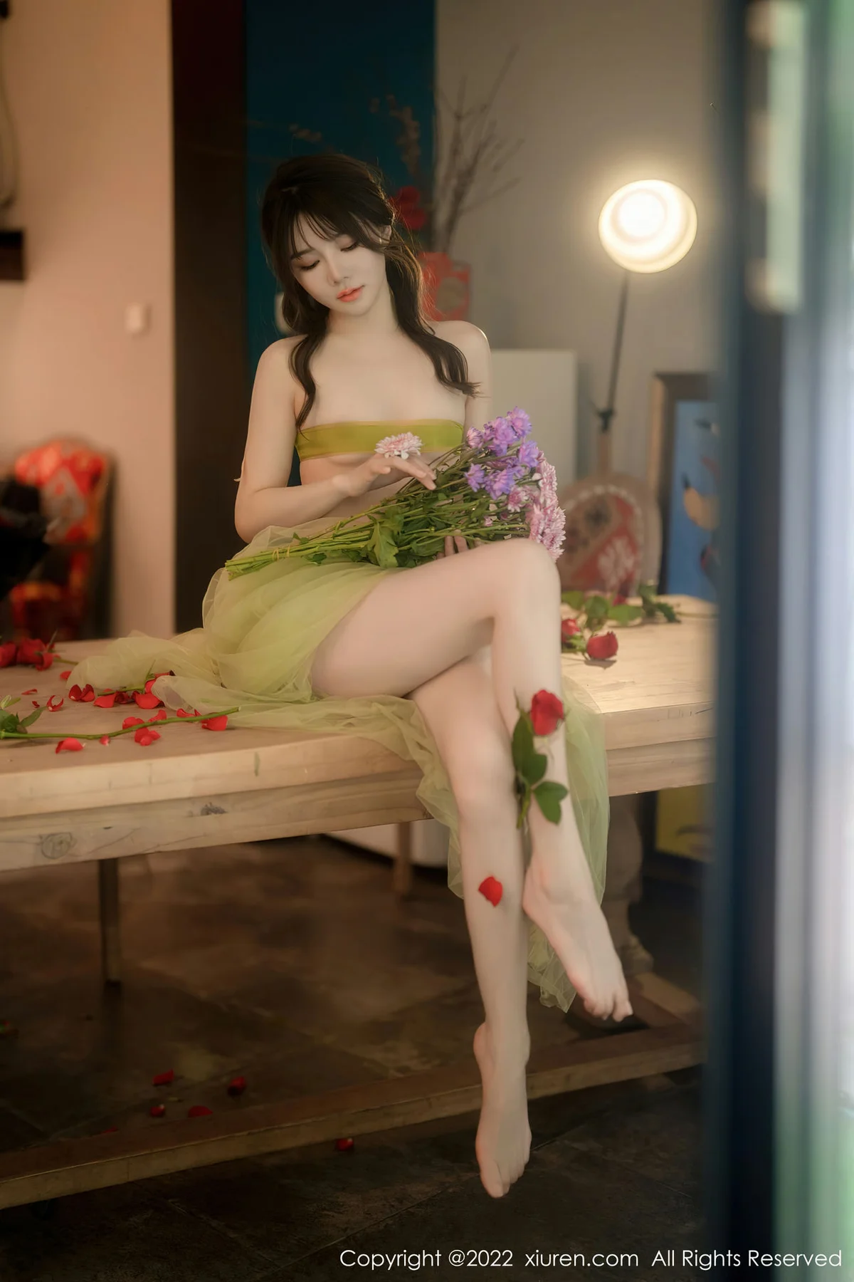 XiuRen 秀人 No.5875 婠婠么 淡绿色连衣长裙性感写真222 - 79