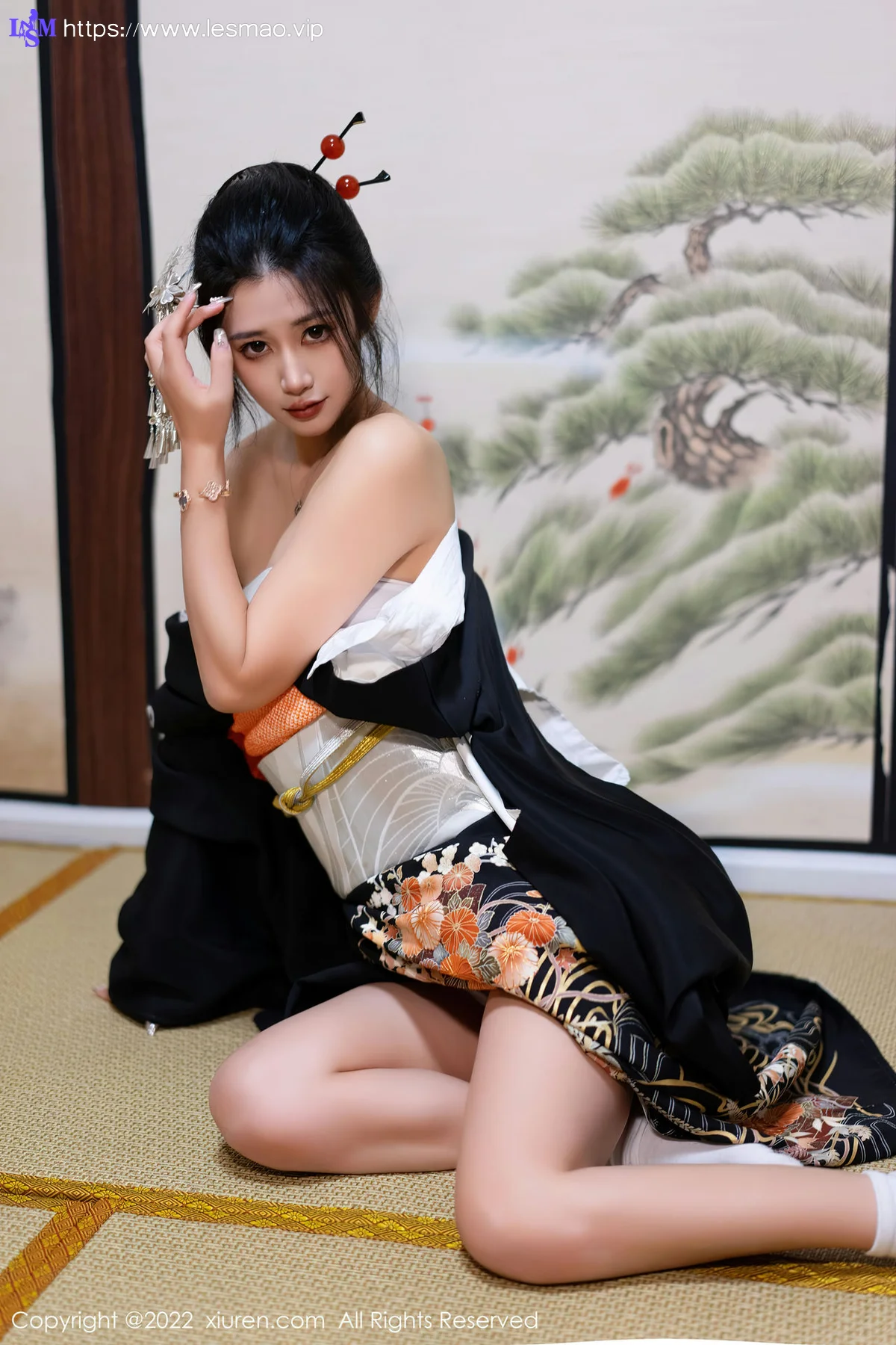 XiuRen 秀人 No.5932 laura阿姣 深色日式和服性感写真 - 41