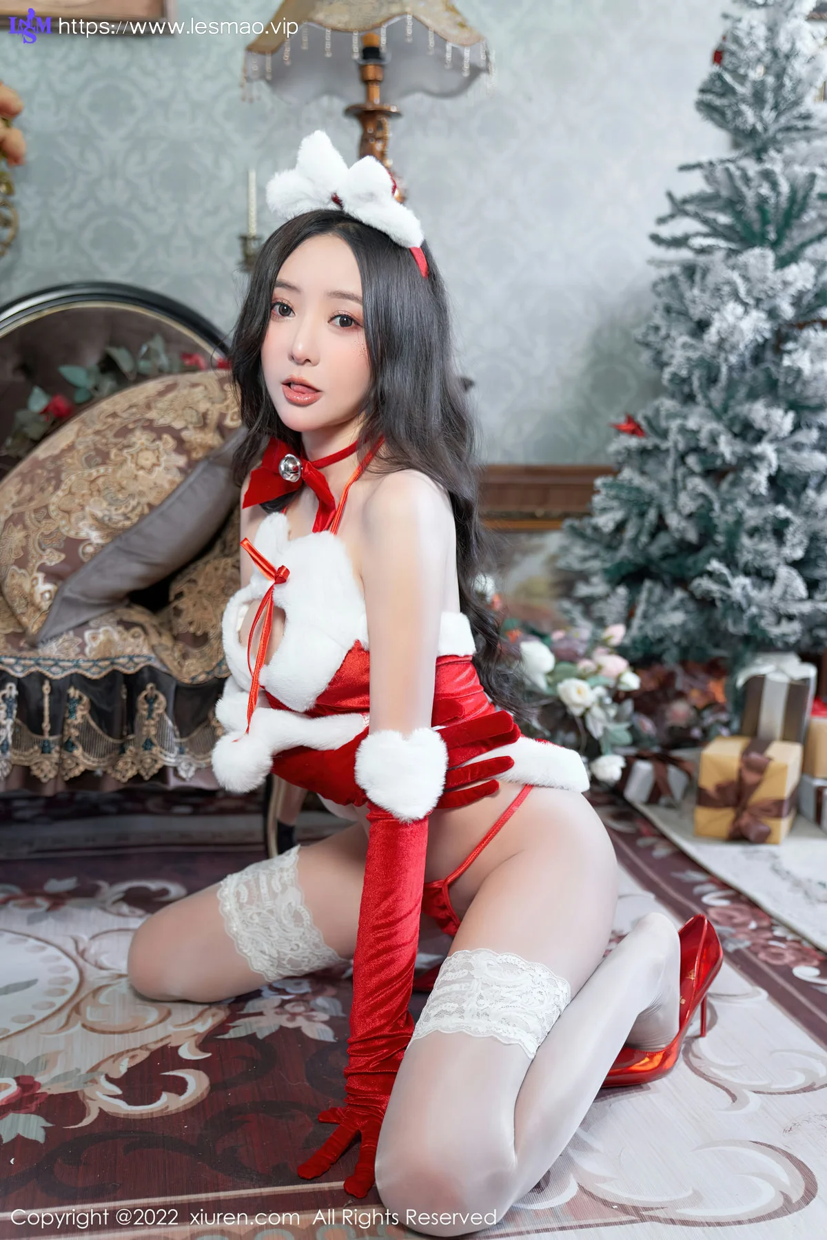 XiuRen 秀人 No.6045 王馨瑶yanni 红色圣诞装服饰性感写真 - 51