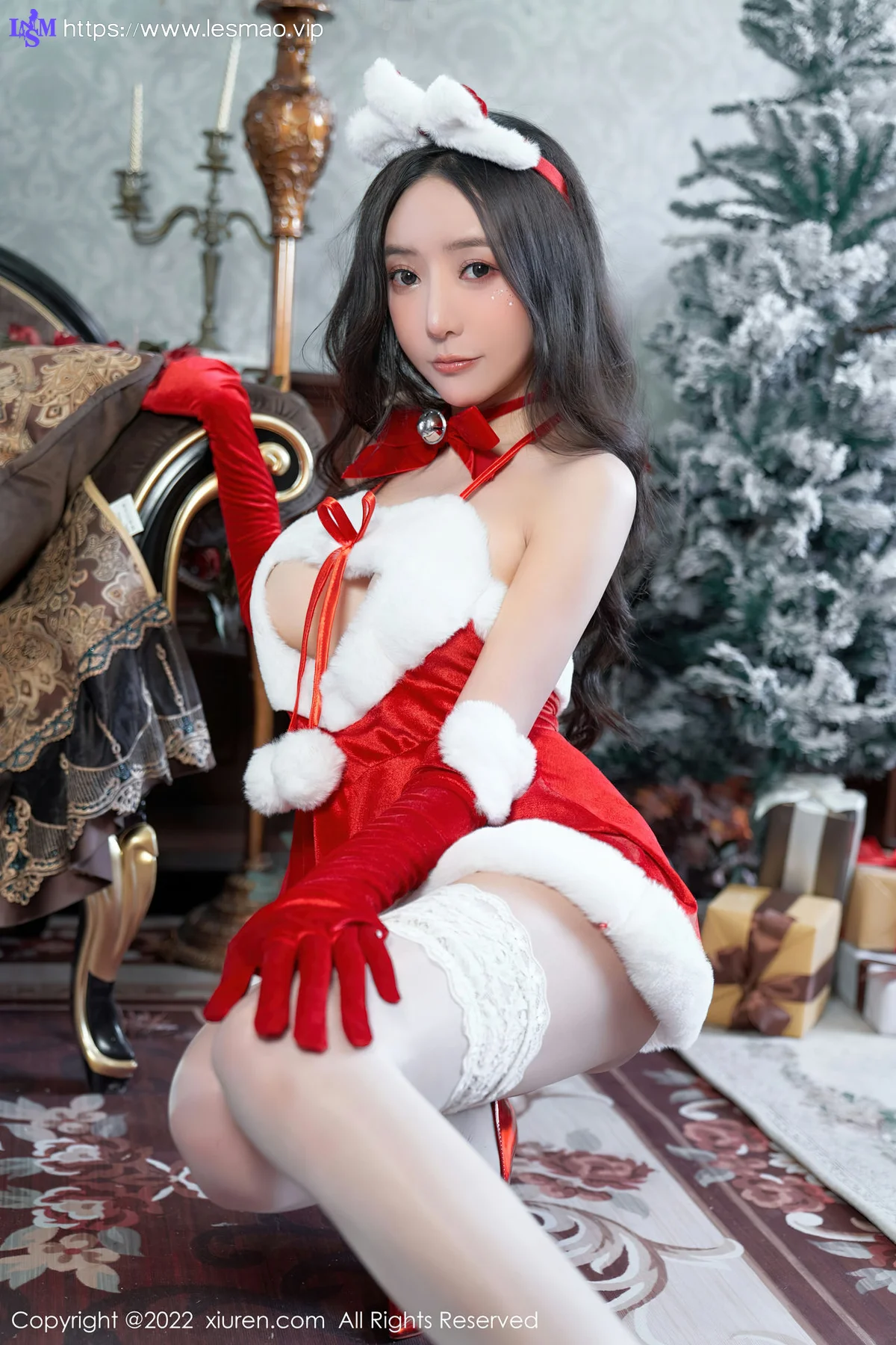XiuRen 秀人 No.6045 王馨瑶yanni 红色圣诞装服饰性感写真 - 53