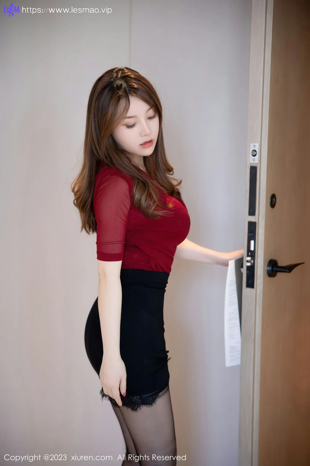 XiuRen 秀人 No.6096 豆瓣酱 黑色蕾丝内衣写真 - 15