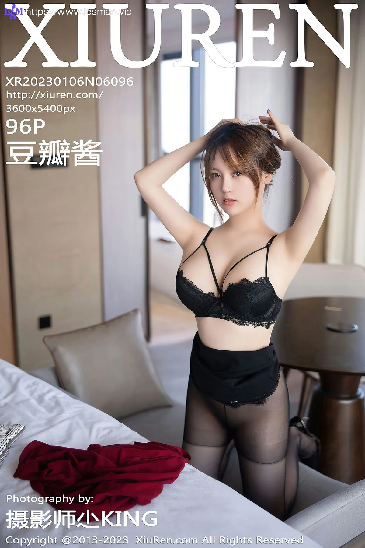 XiuRen 秀人 No.6096 豆瓣酱 黑色蕾丝内衣写真 - 97