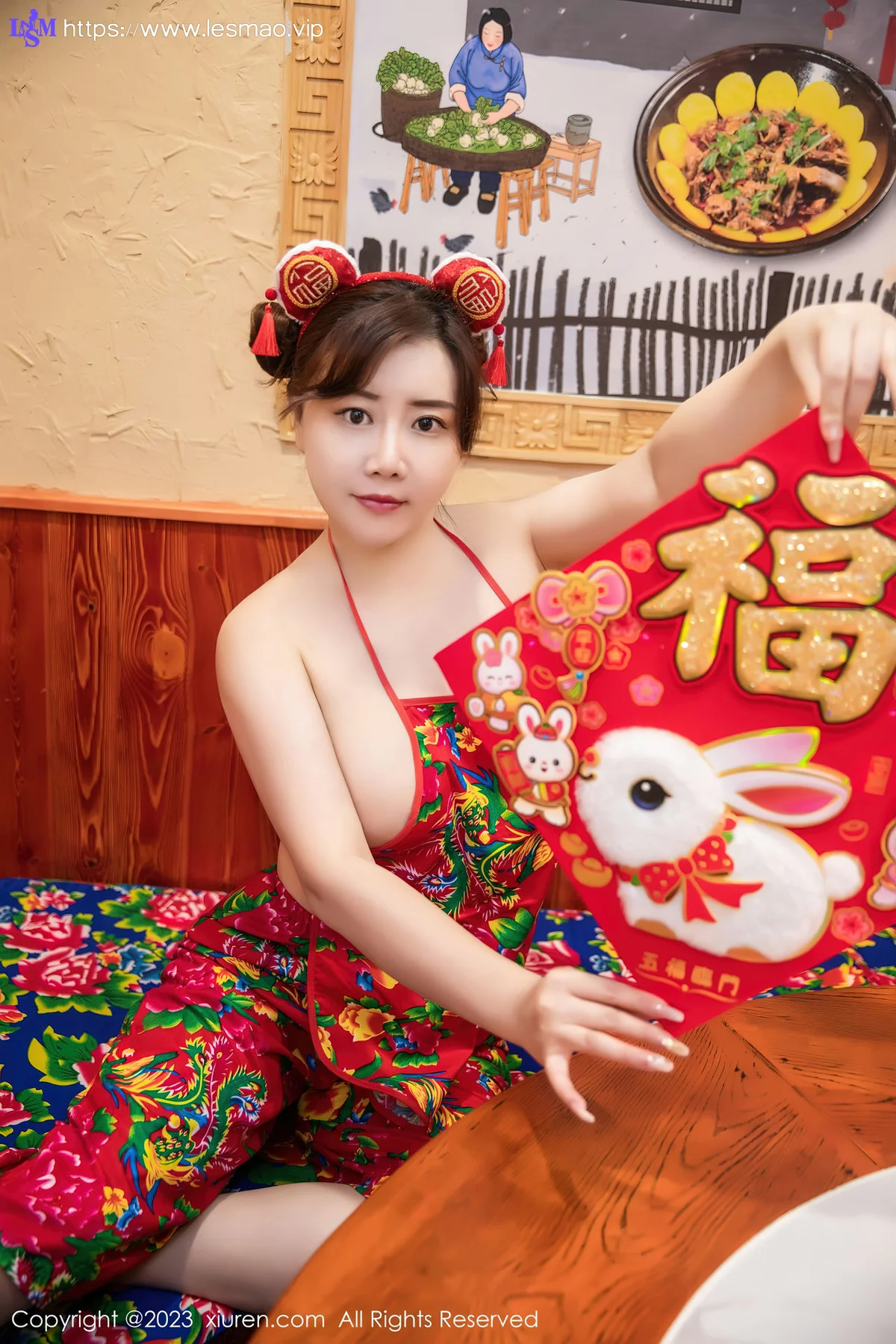 XiuRen 秀人 No.6121 王婉悠Queen 东北大花布布兜写真 - 45