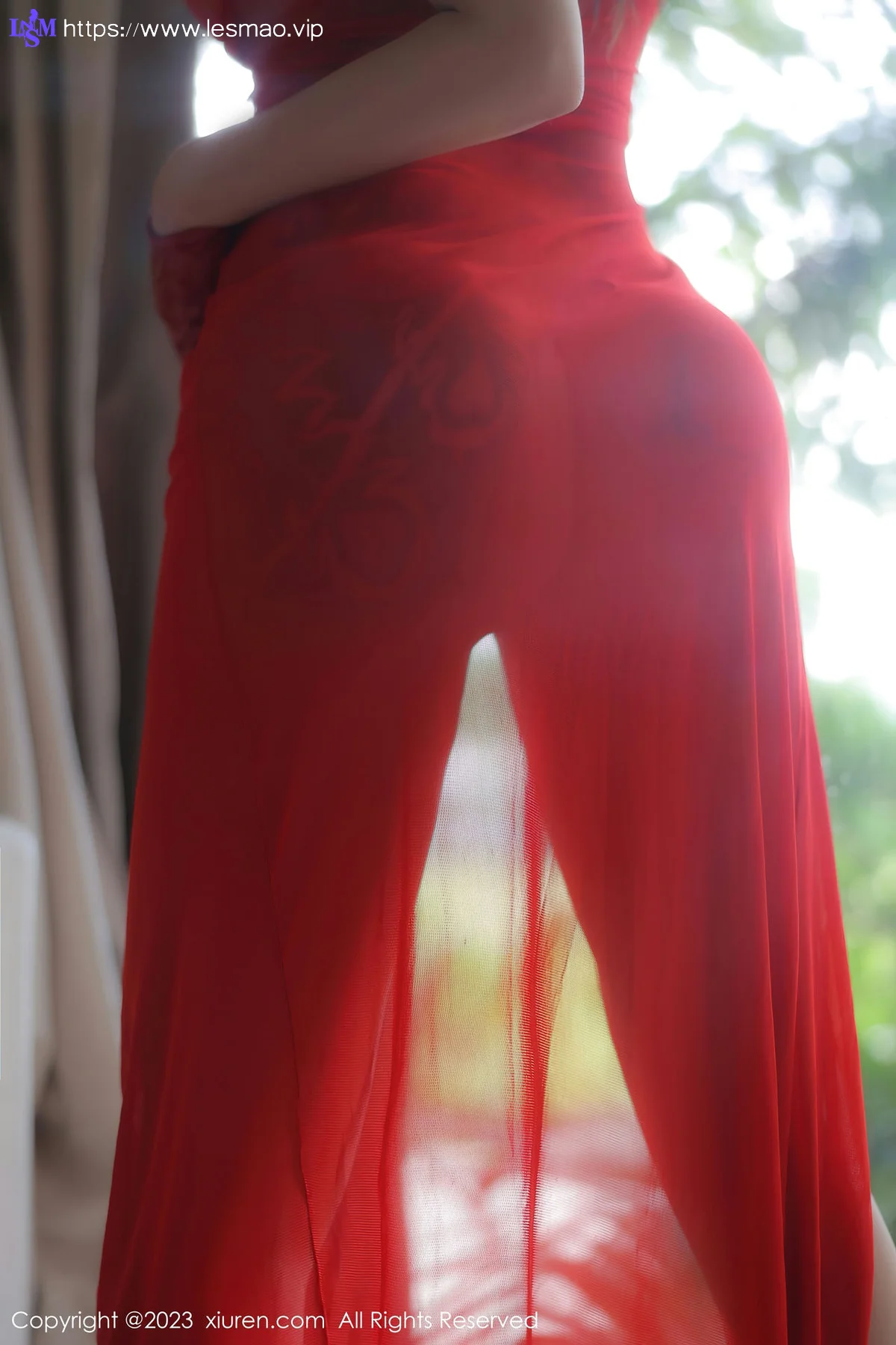 XiuRen 秀人 No.6301 文静儿 红色轻透服饰性感写真 - 4