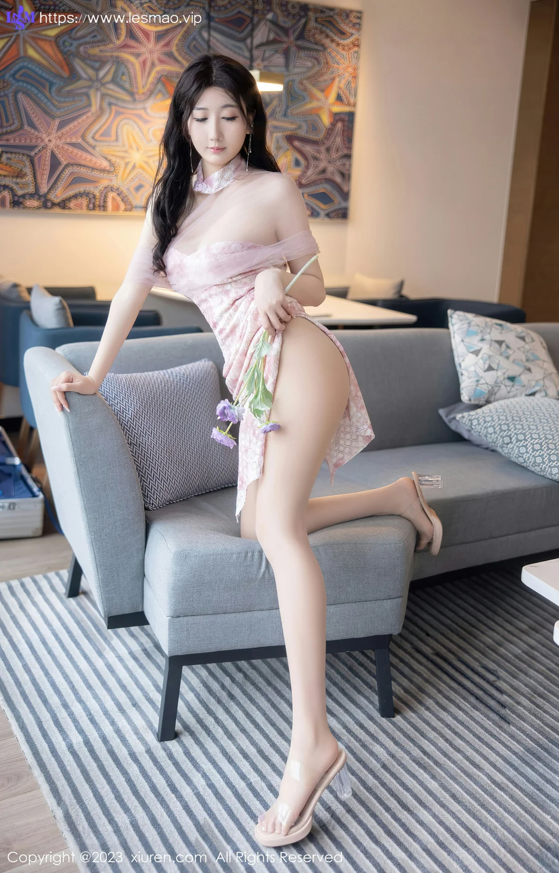 XiuRen 秀人 No.6313 江真真 粉色露肩连衣短裙写真1 - 16