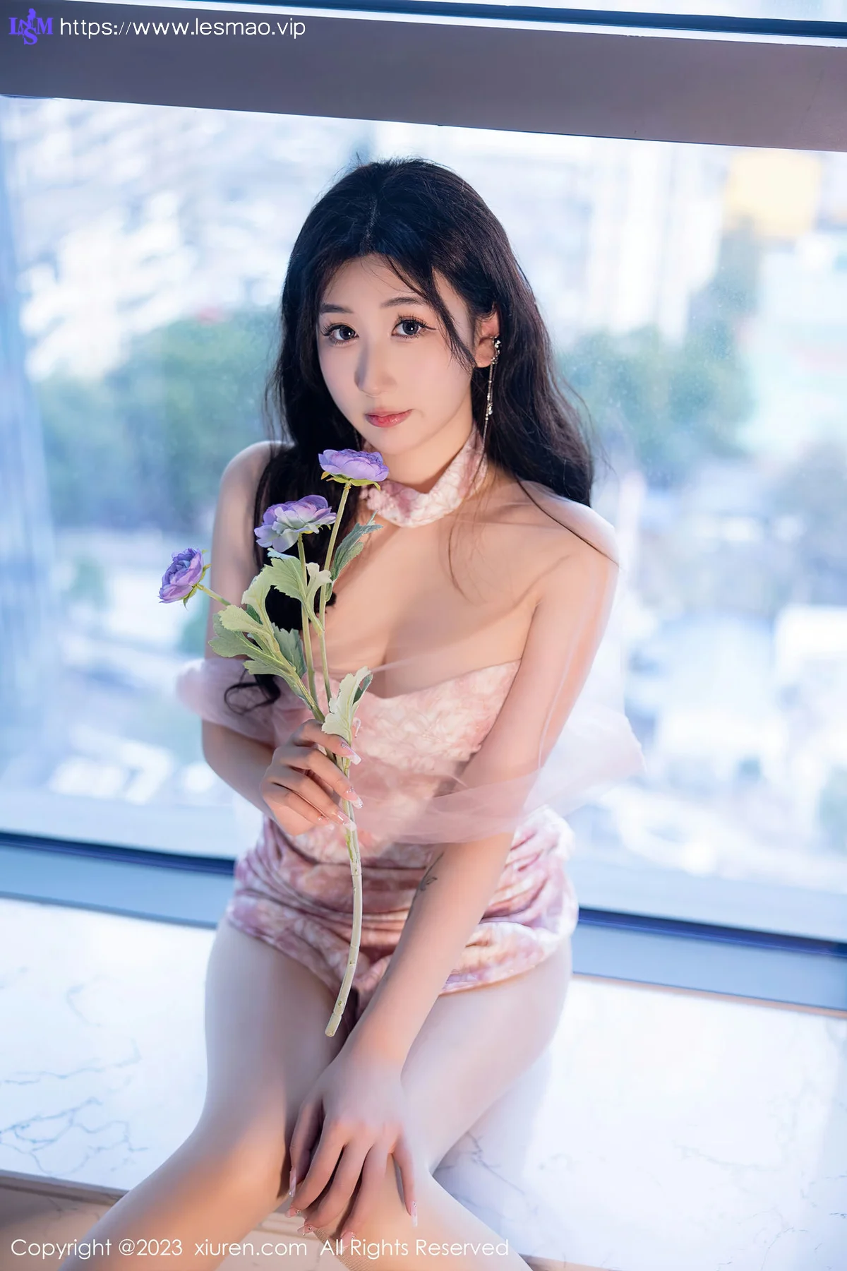 XiuRen 秀人 No.6313 江真真 粉色露肩连衣短裙写真1 - 39