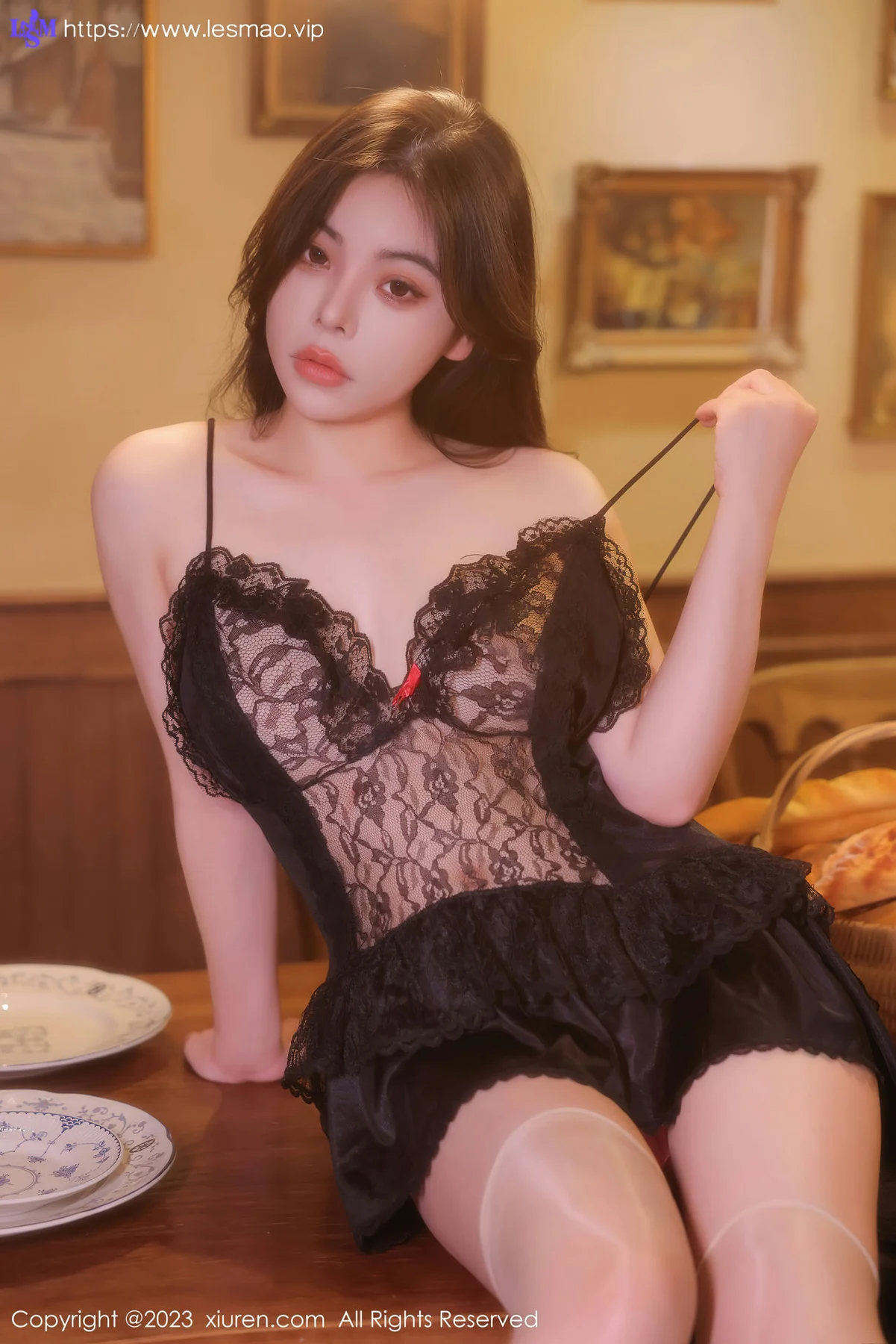 XiuRen 秀人 No.6339 Aami喵小狐 新人首套写真色蕾丝情趣睡裙 - 17