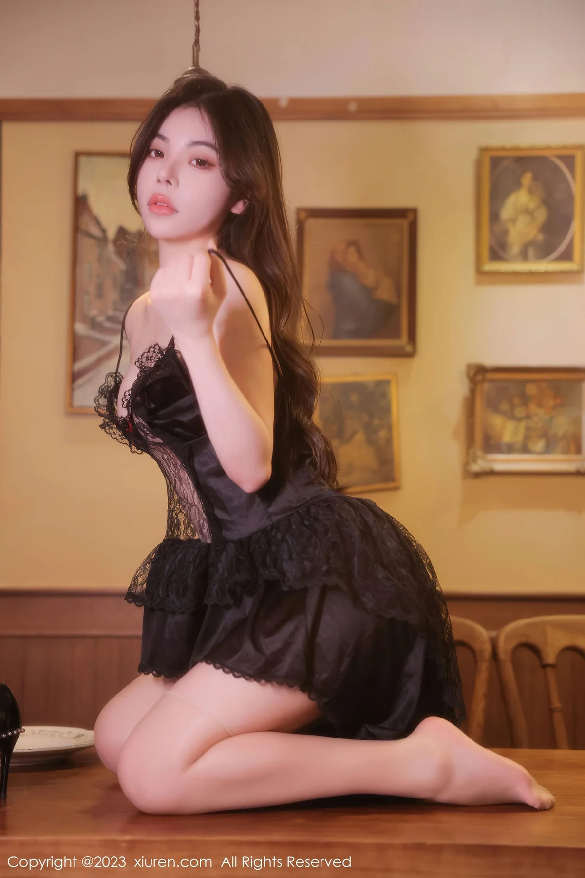 XiuRen 秀人 No.6339 Aami喵小狐 新人首套写真色蕾丝情趣睡裙 - 34
