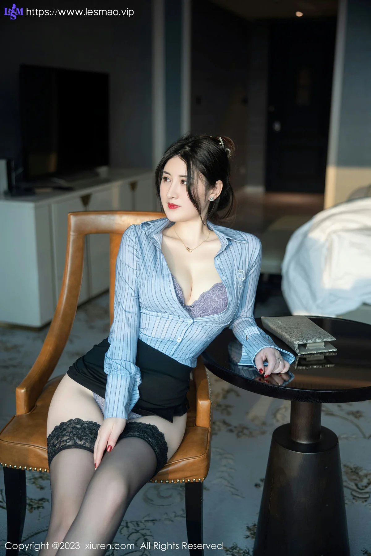 XiuRen 秀人 No.6343 诗诗kiki 蓝色条纹T恤写真1 - 30