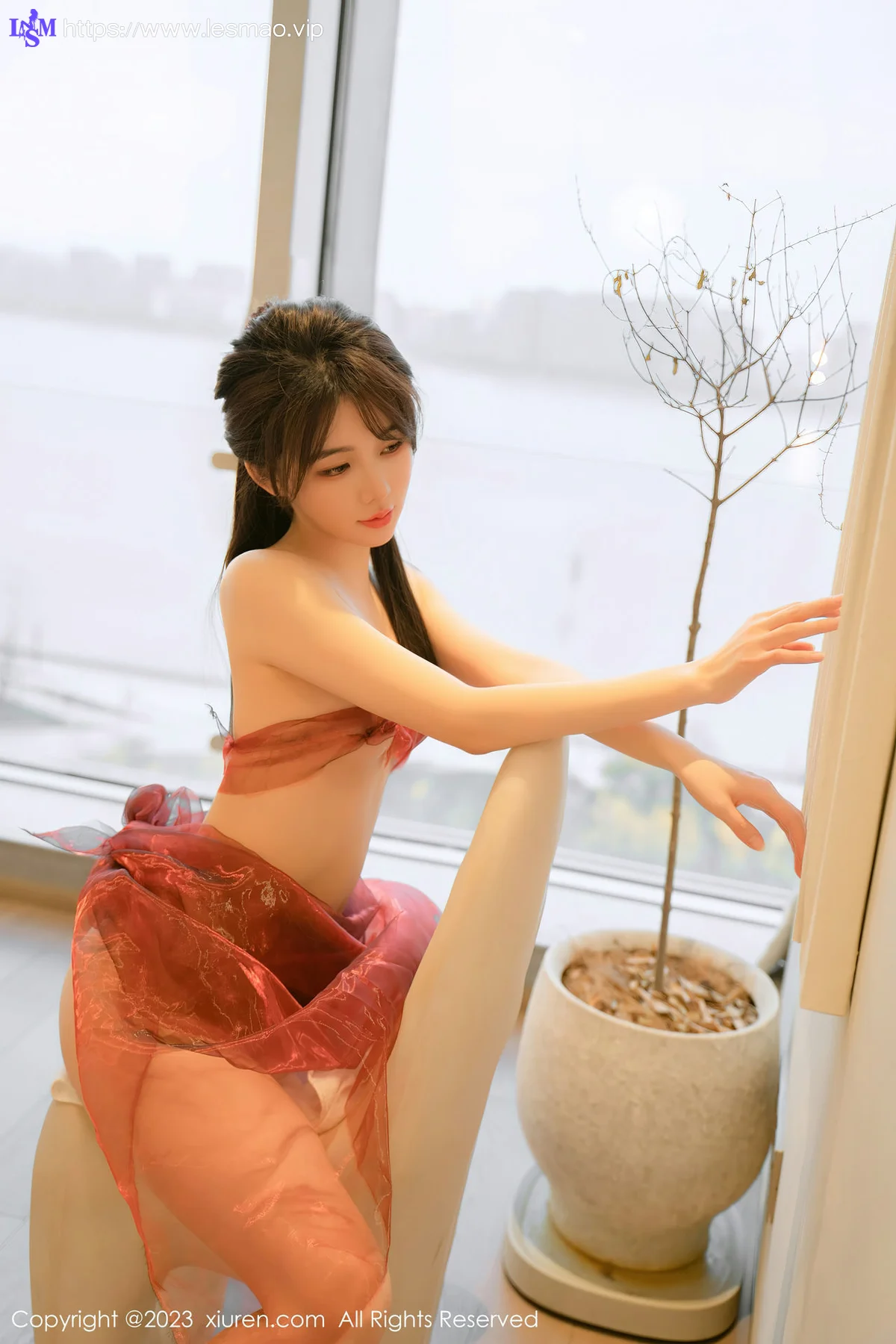 XiuRen 秀人 No.6348 婠婠么 红色轻透薄纱性感写真22 - 63