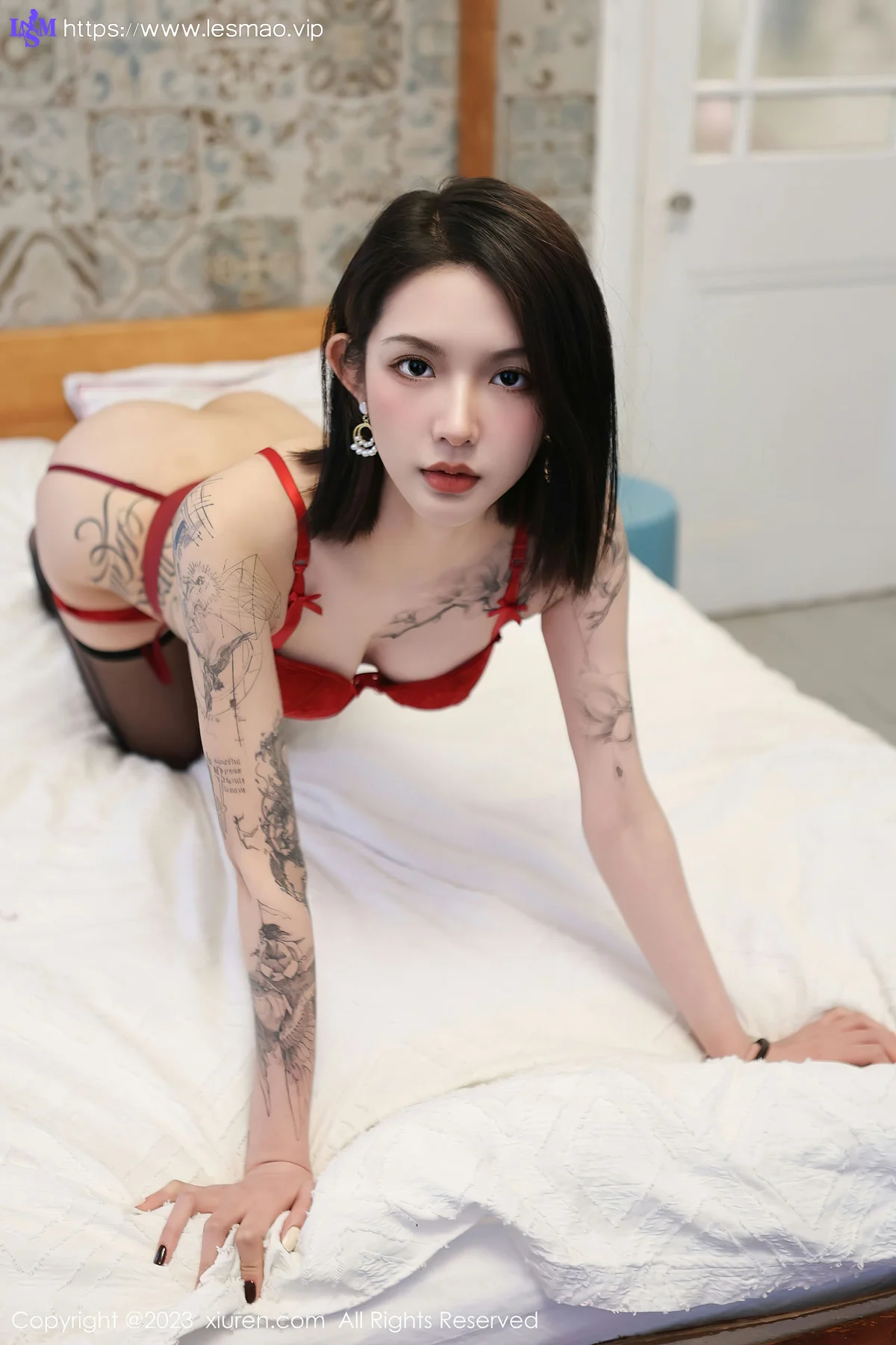 XiuRen 秀人 No.6356 乔一一 红色蕾丝情趣内衣1 - 60