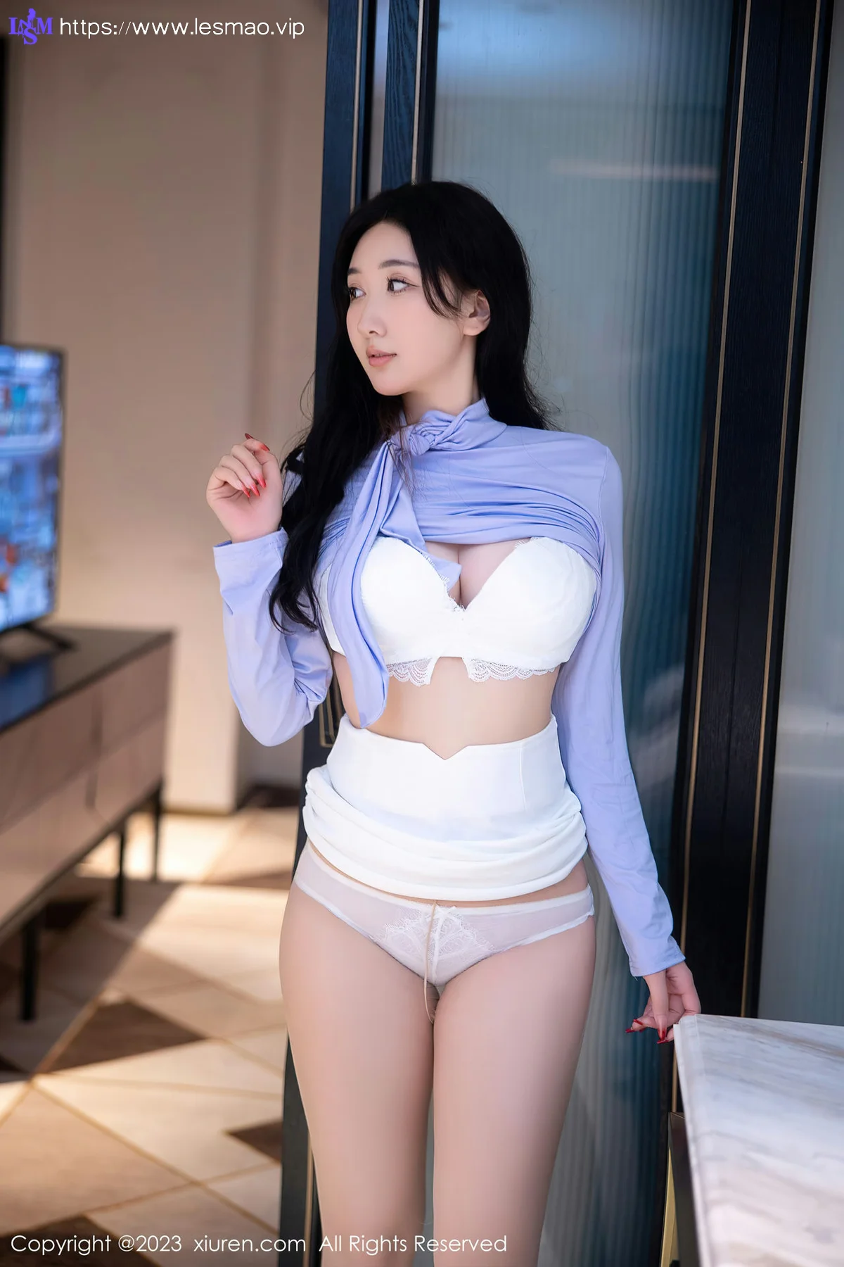 XiuRen 秀人 No.6389 江真真 白色蕾丝内衣性感写真 - 54