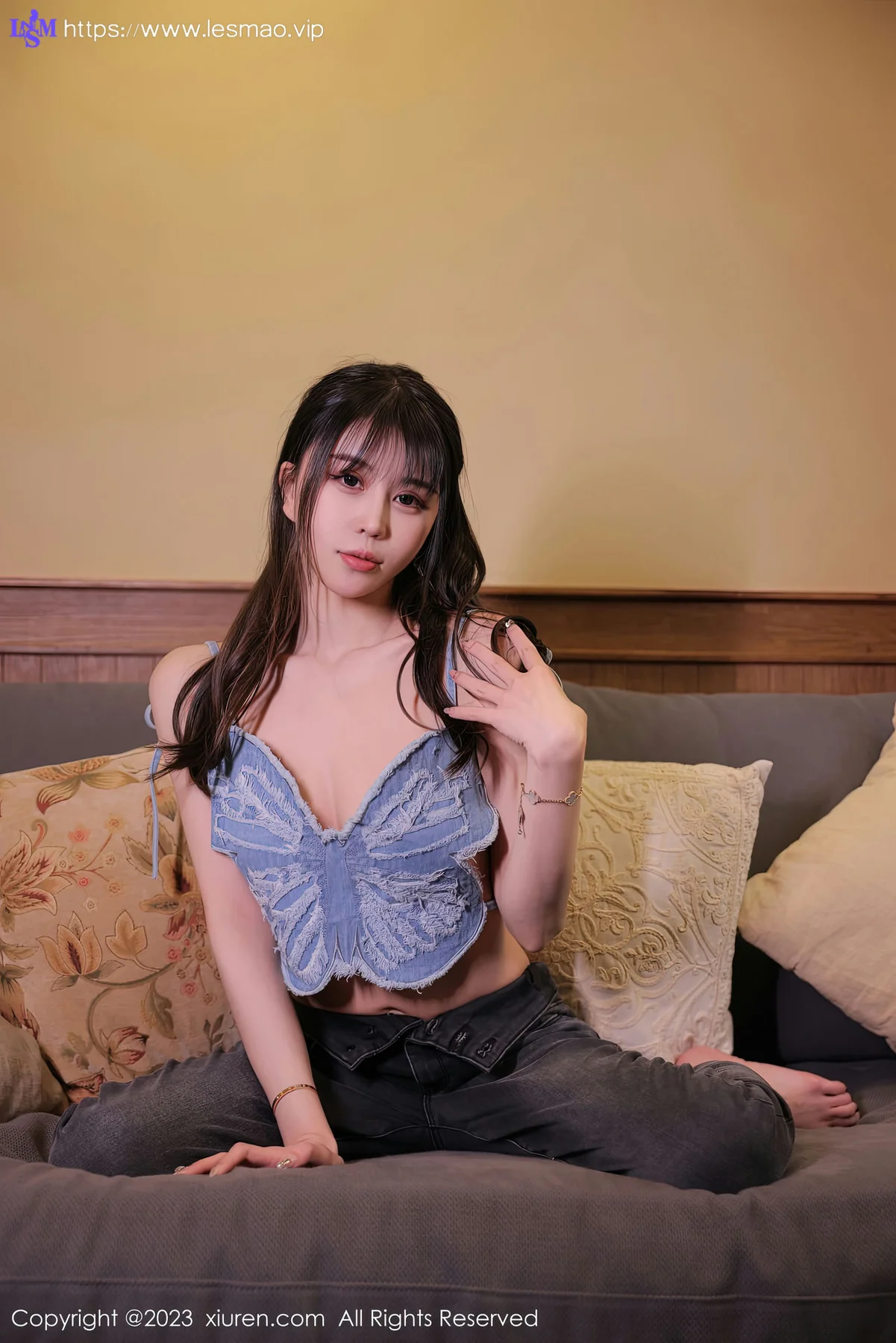XiuRen 秀人 No.6449 tina_甜仔 黑色牛仔性感写真 - 7