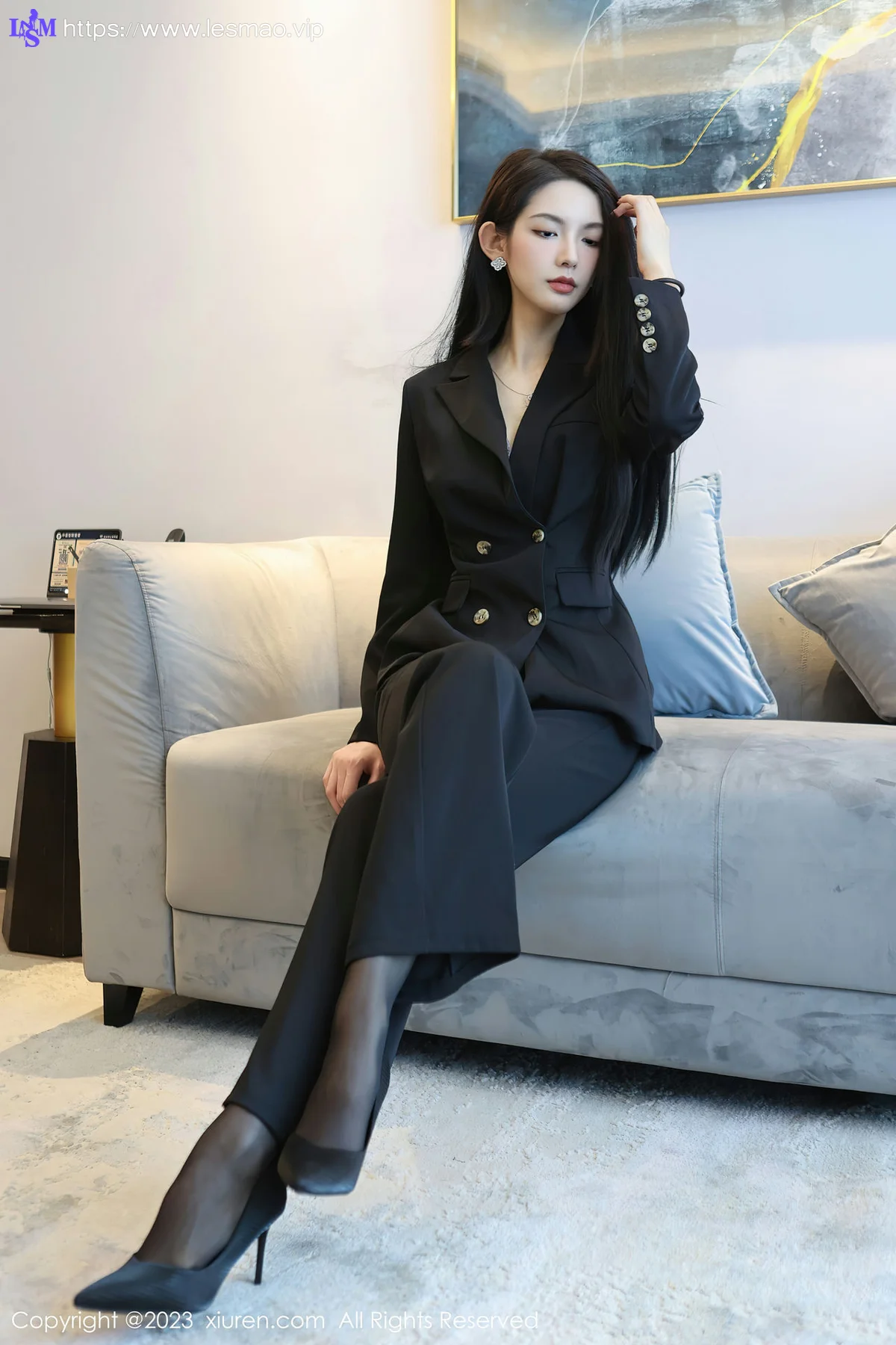 XiuRen 秀人 No.6576 乔一一 紫灰色蕾丝写真 - 15