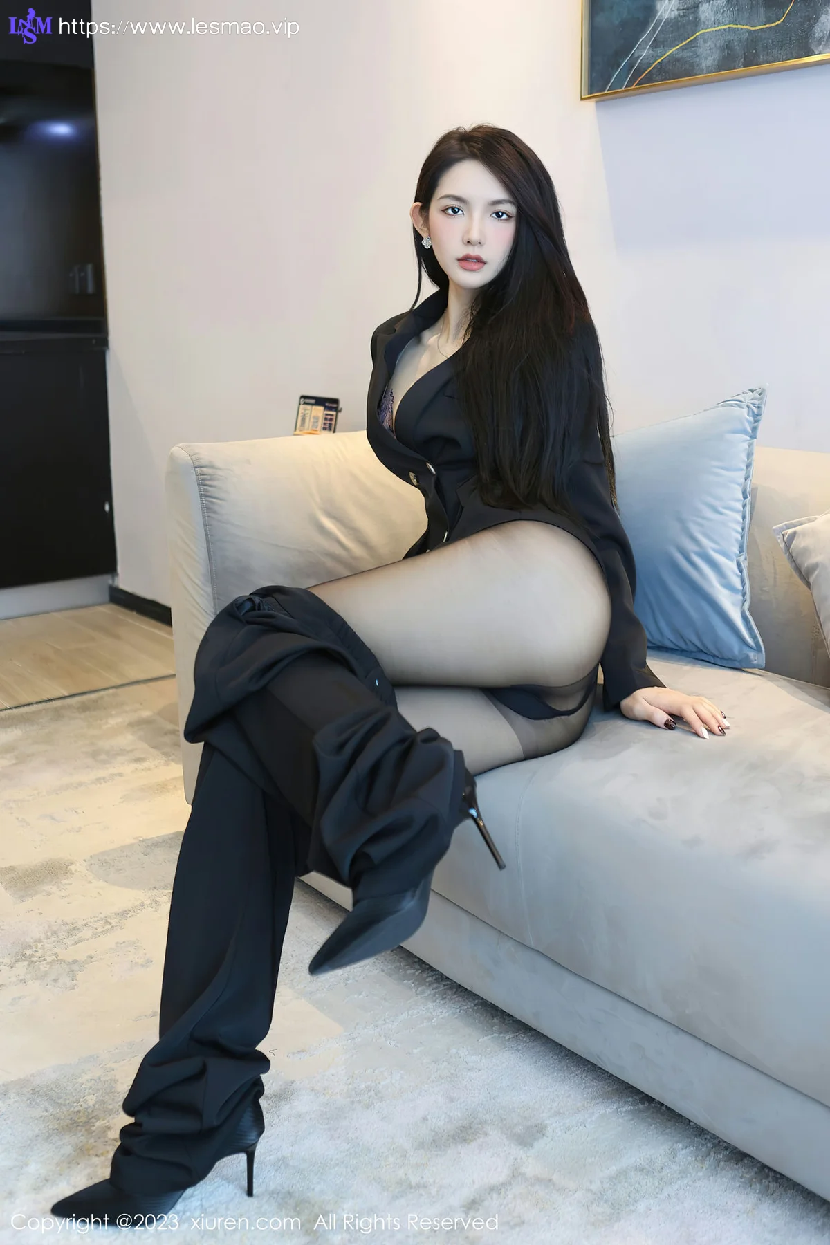 XiuRen 秀人 No.6576 乔一一 紫灰色蕾丝写真 - 17