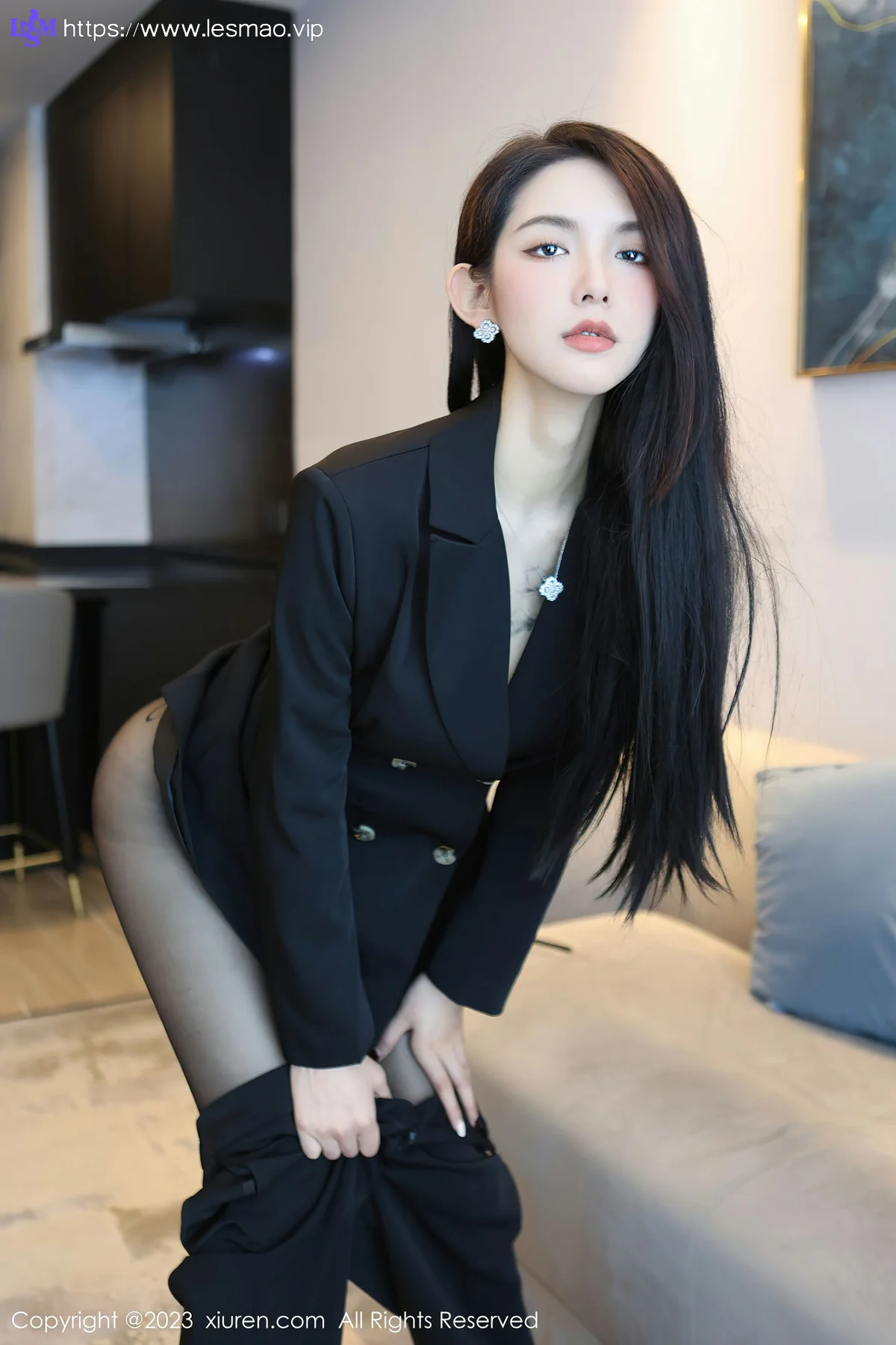 XiuRen 秀人 No.6576 乔一一 紫灰色蕾丝写真 - 22