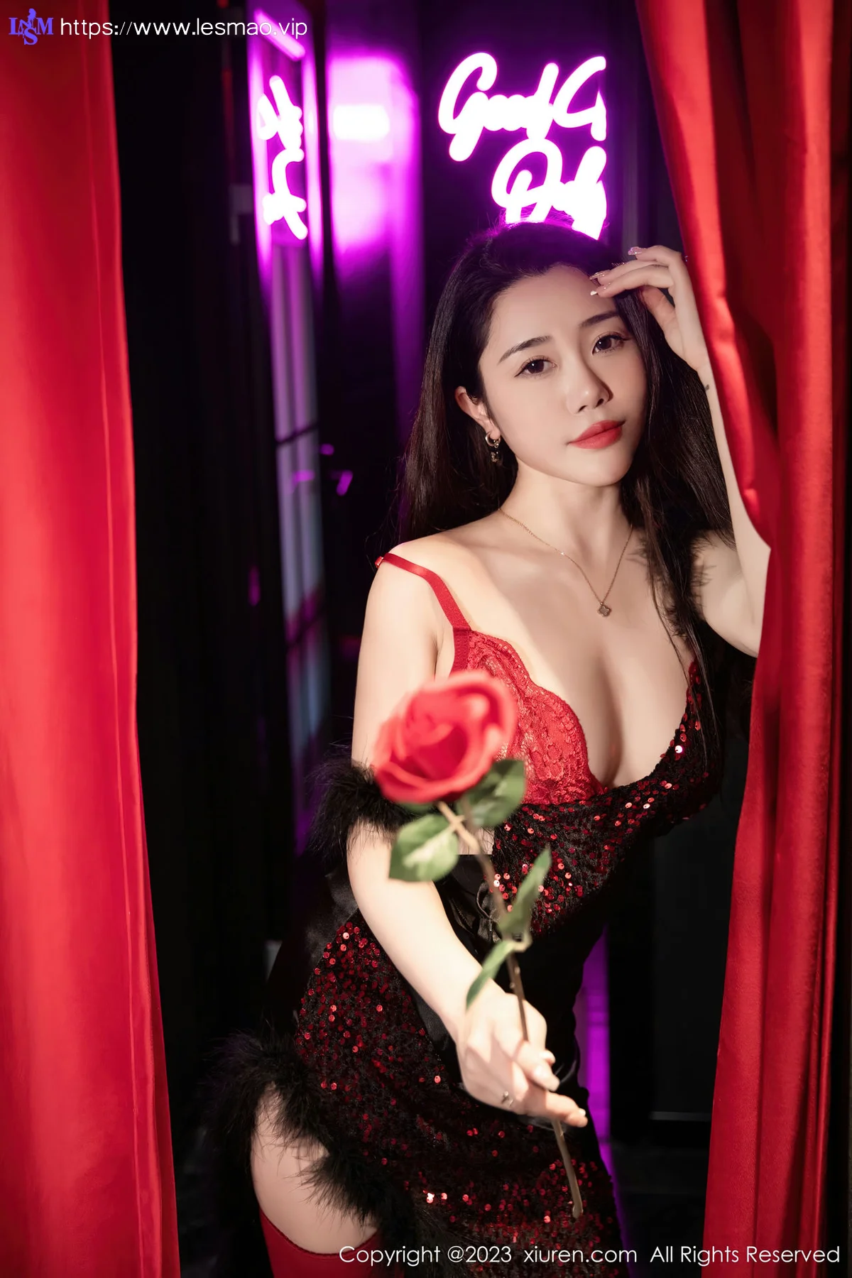 XiuRen 秀人 No.6587 严利娅Yuliya 红色蕾丝情趣内衣性感写真33 - 22