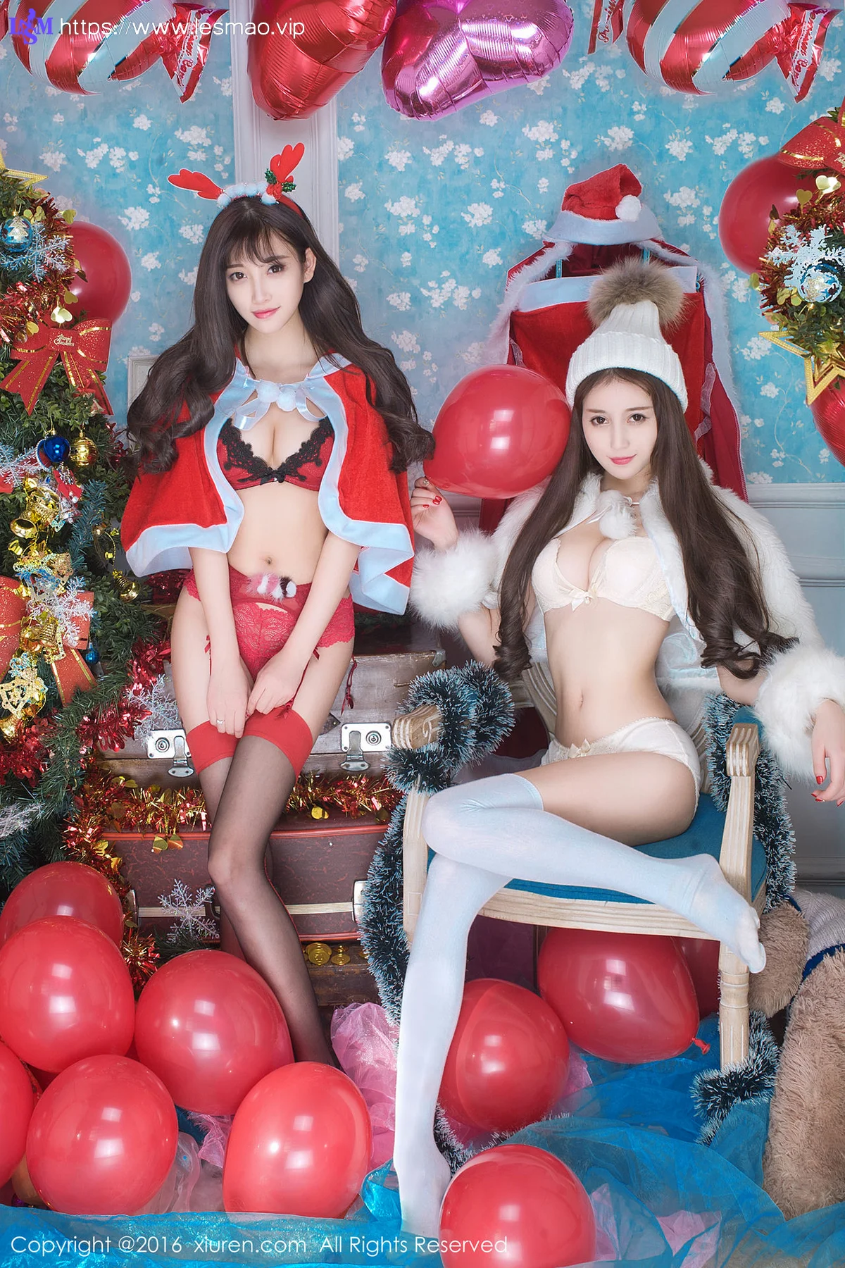 XiuRen 秀人 No.664 Modo 赵小米+sugar小甜心CC圣诞模特合集 - 21