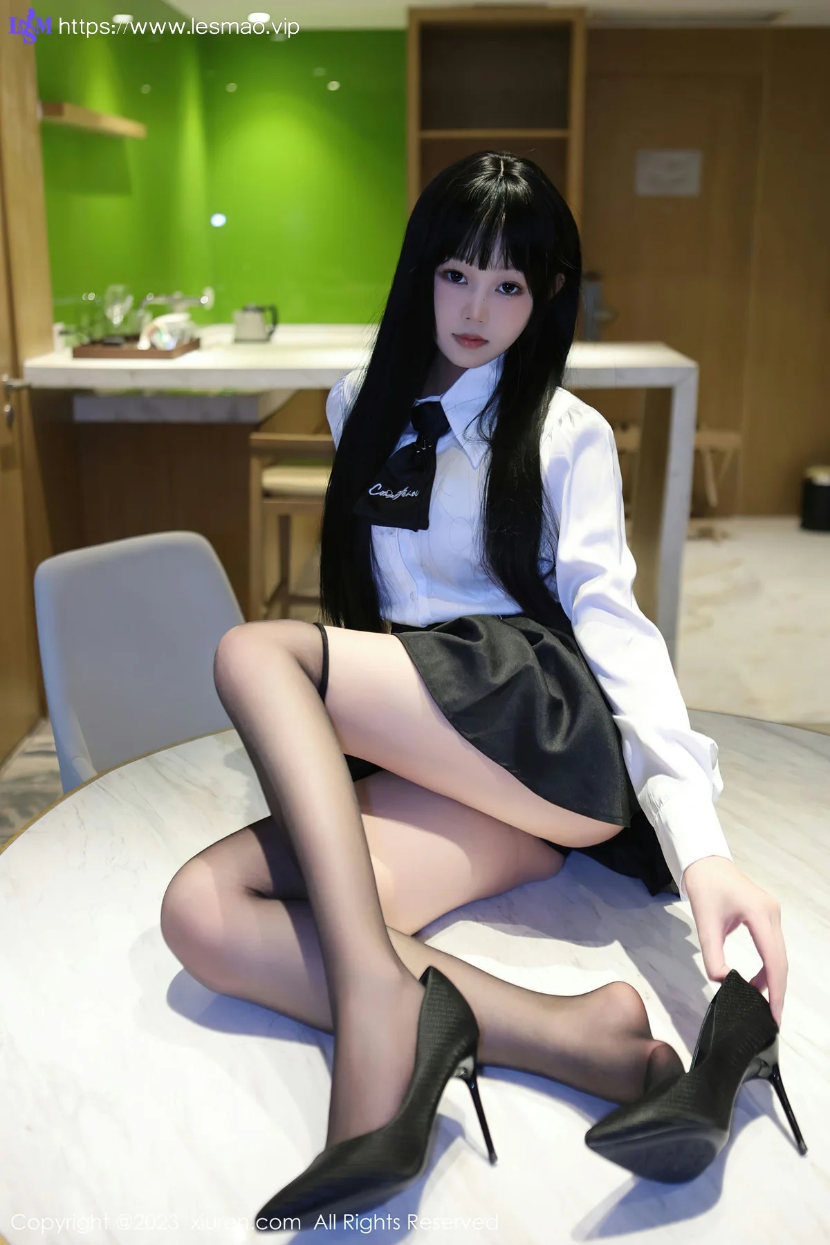XiuRen 秀人 No.6685 早川京子 黑色情趣内衣性感写真 - 15