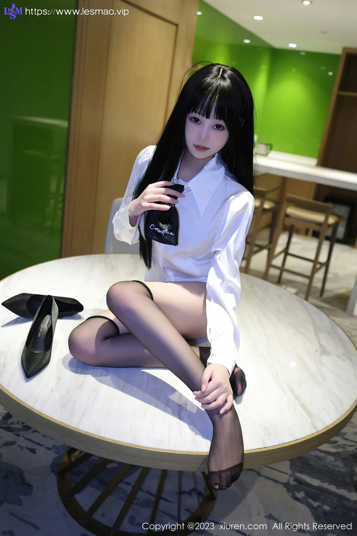 XiuRen 秀人 No.6685 早川京子 黑色情趣内衣性感写真 - 23