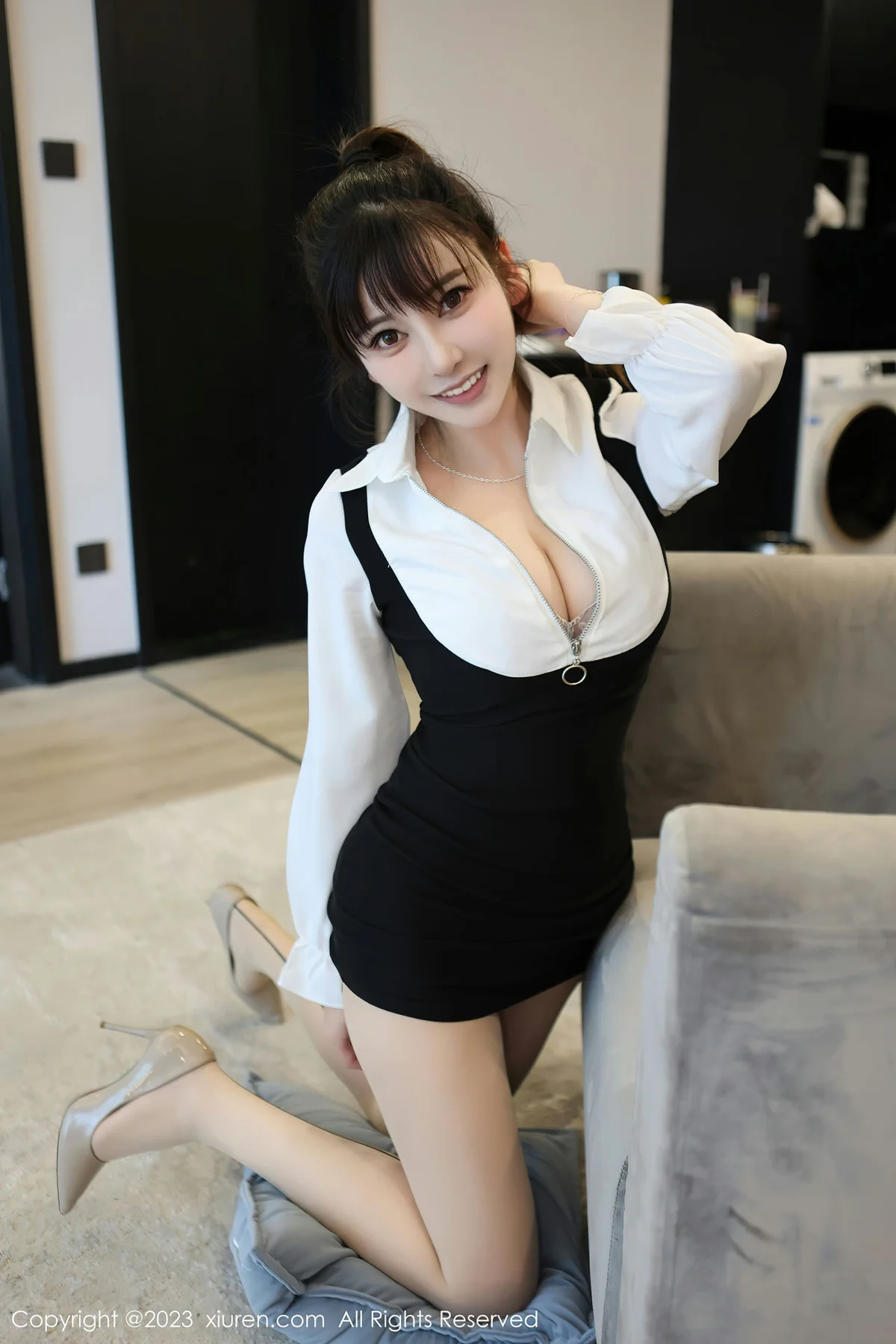XiuRen 秀人 No.6700 夏希 首套写真 蓝灰色蕾丝内衣2 - 33