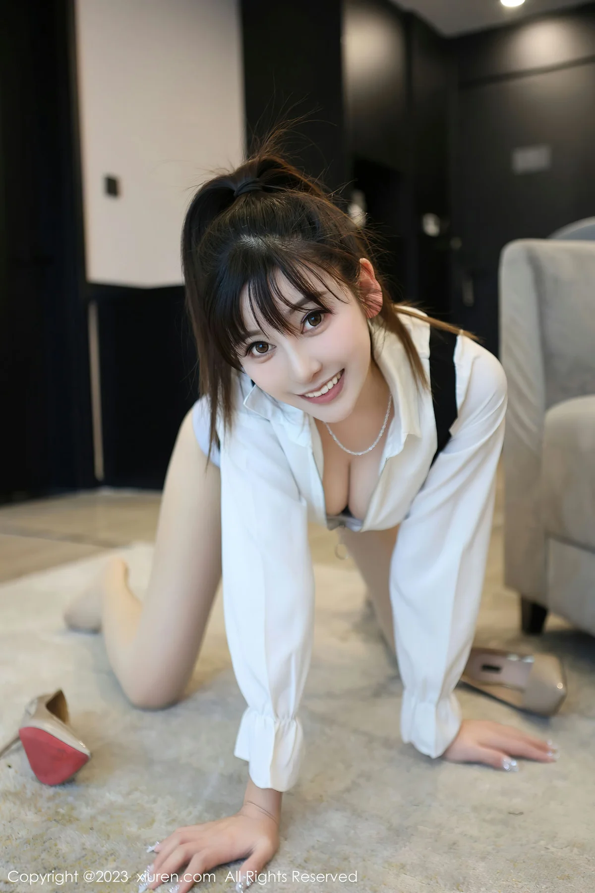 XiuRen 秀人 No.6700 夏希 首套写真 蓝灰色蕾丝内衣2 - 40