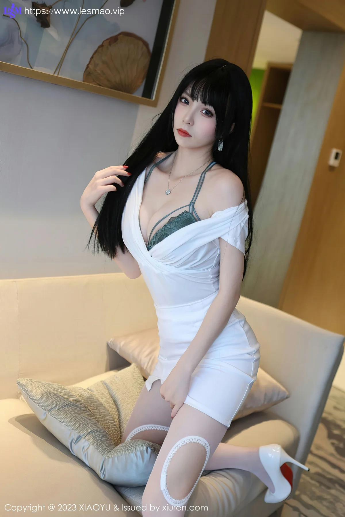 XiuRen 秀人 No.6897 江七七 墨绿色蕾丝内衣性感写真 - 19