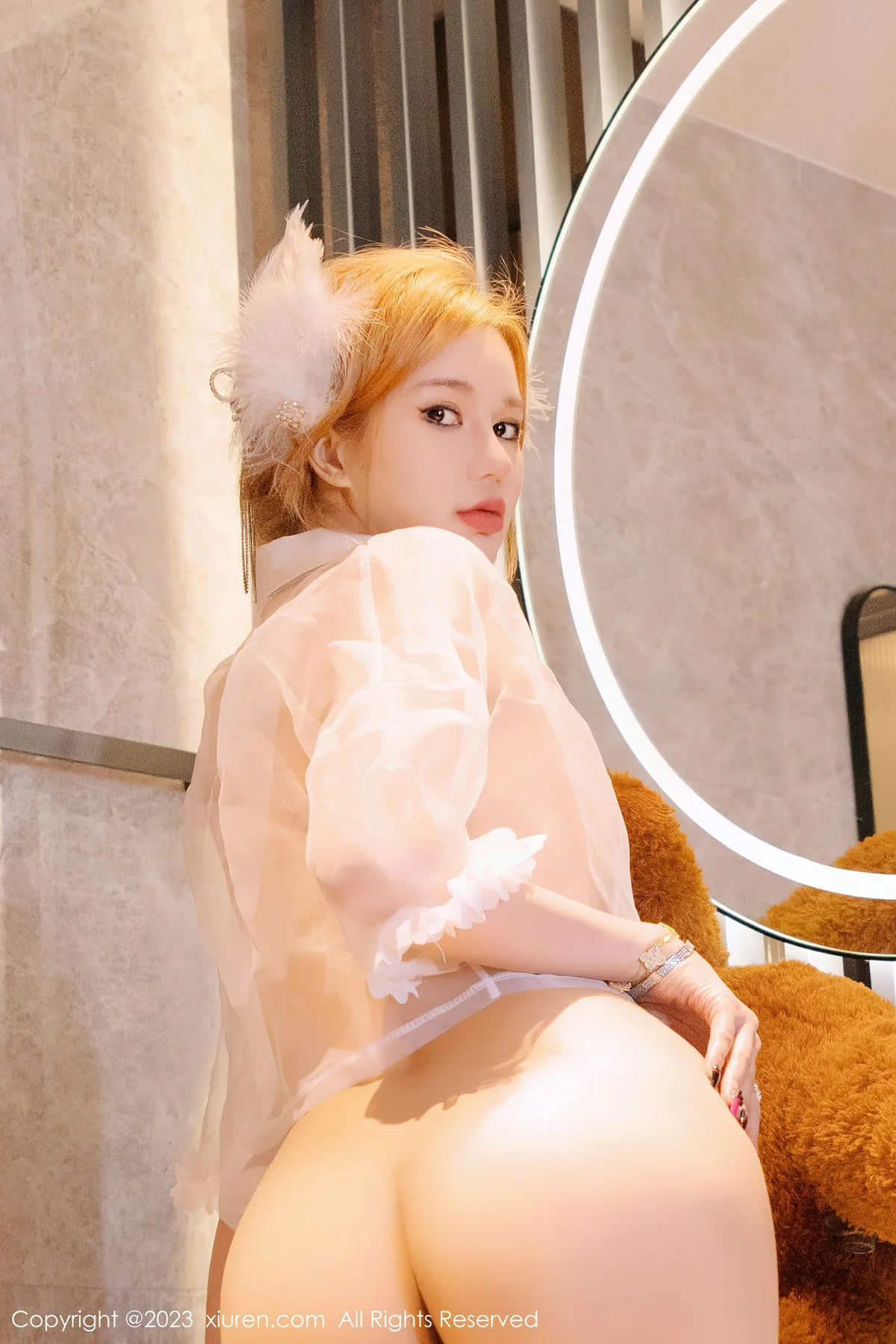 XiuRen 秀人 No.6964 杨可可coco 浅色薄纱服饰性感写真 - 26