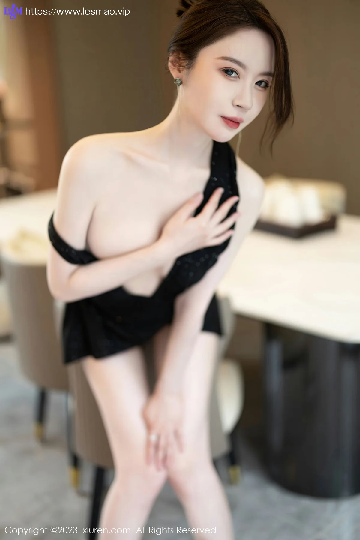 XiuRen 秀人 No.7031 梦心玥 黑色连衣长裙性感写真3 - 36