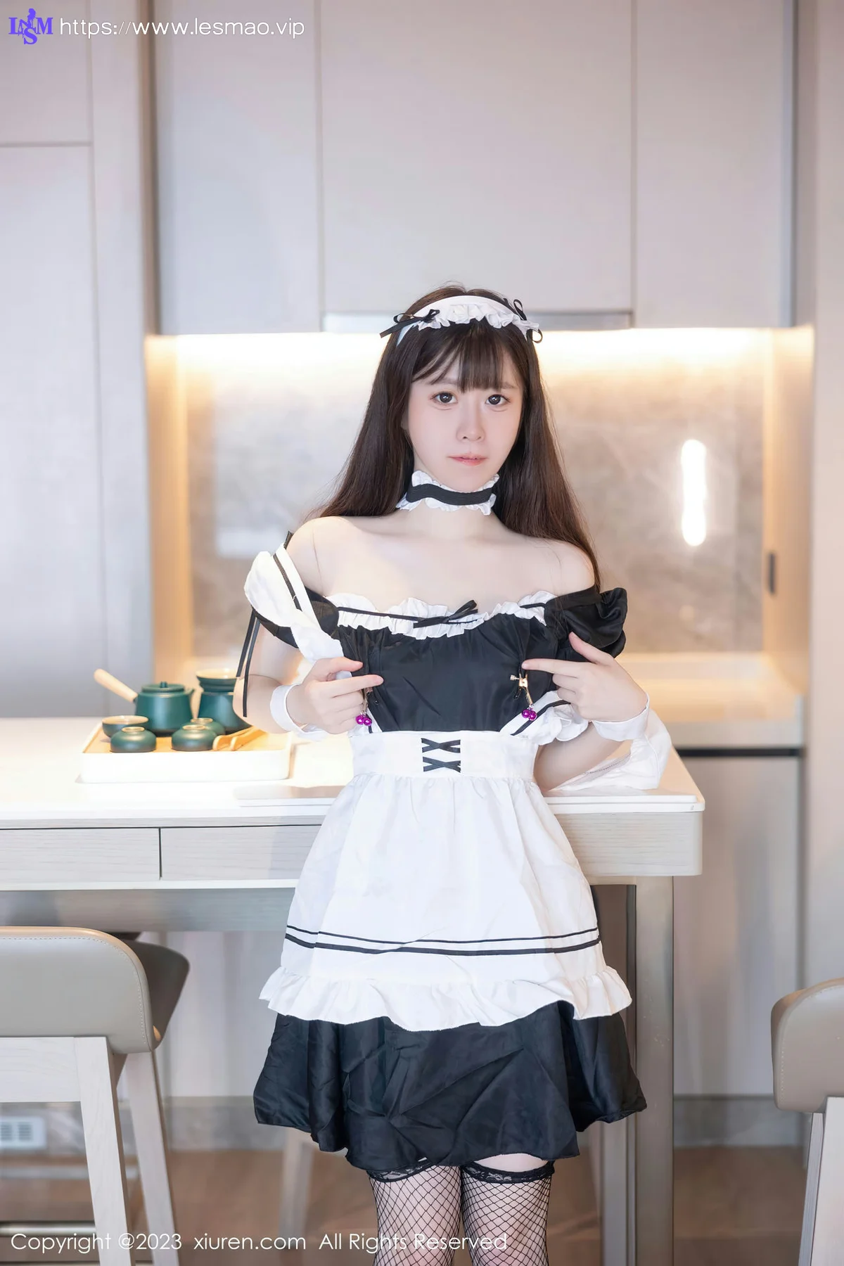 XiuRen 秀人 No.7034 林悠悠 黑色女仆性感写真 - 34
