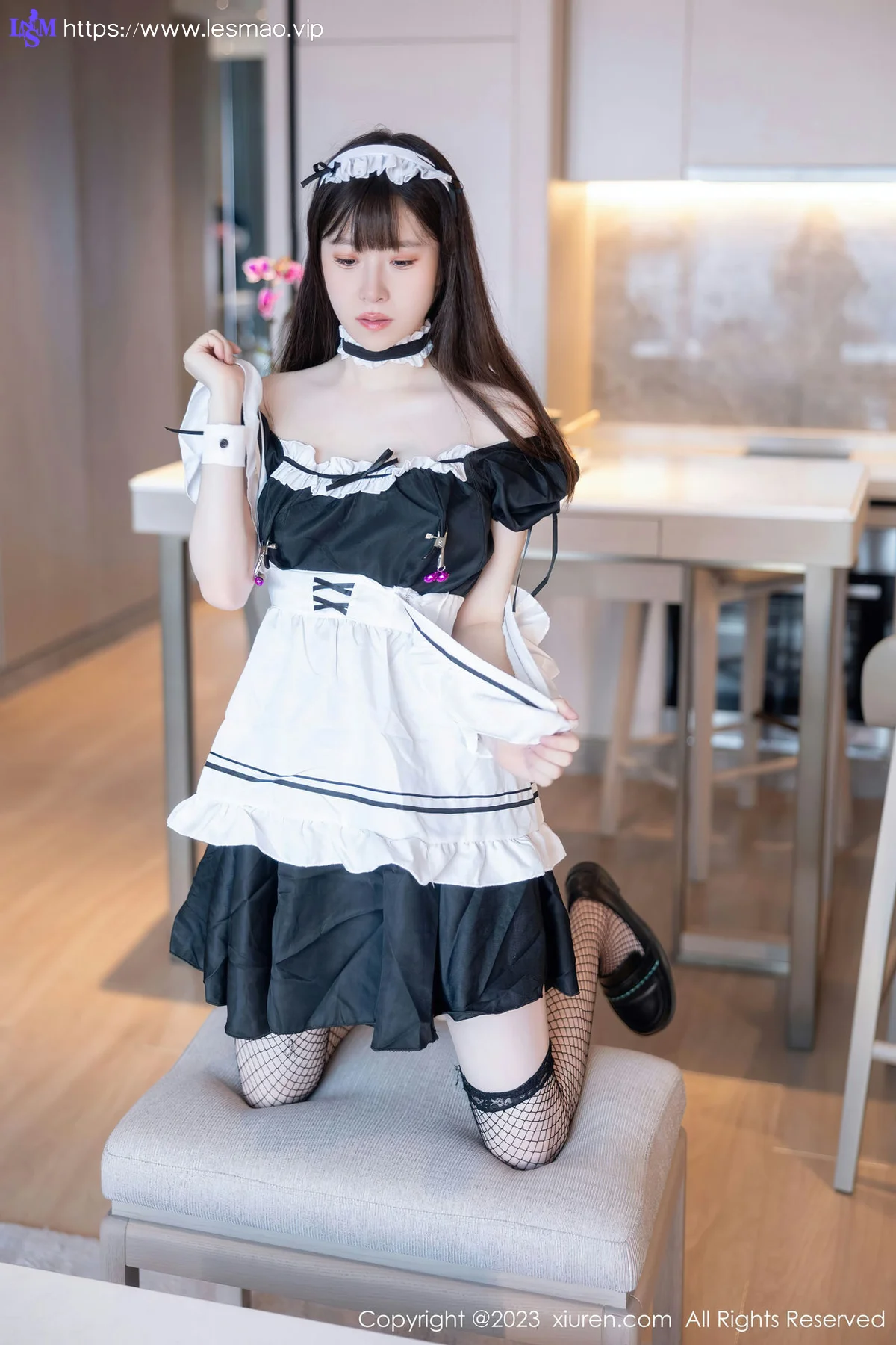 XiuRen 秀人 No.7034 林悠悠 黑色女仆性感写真 - 35