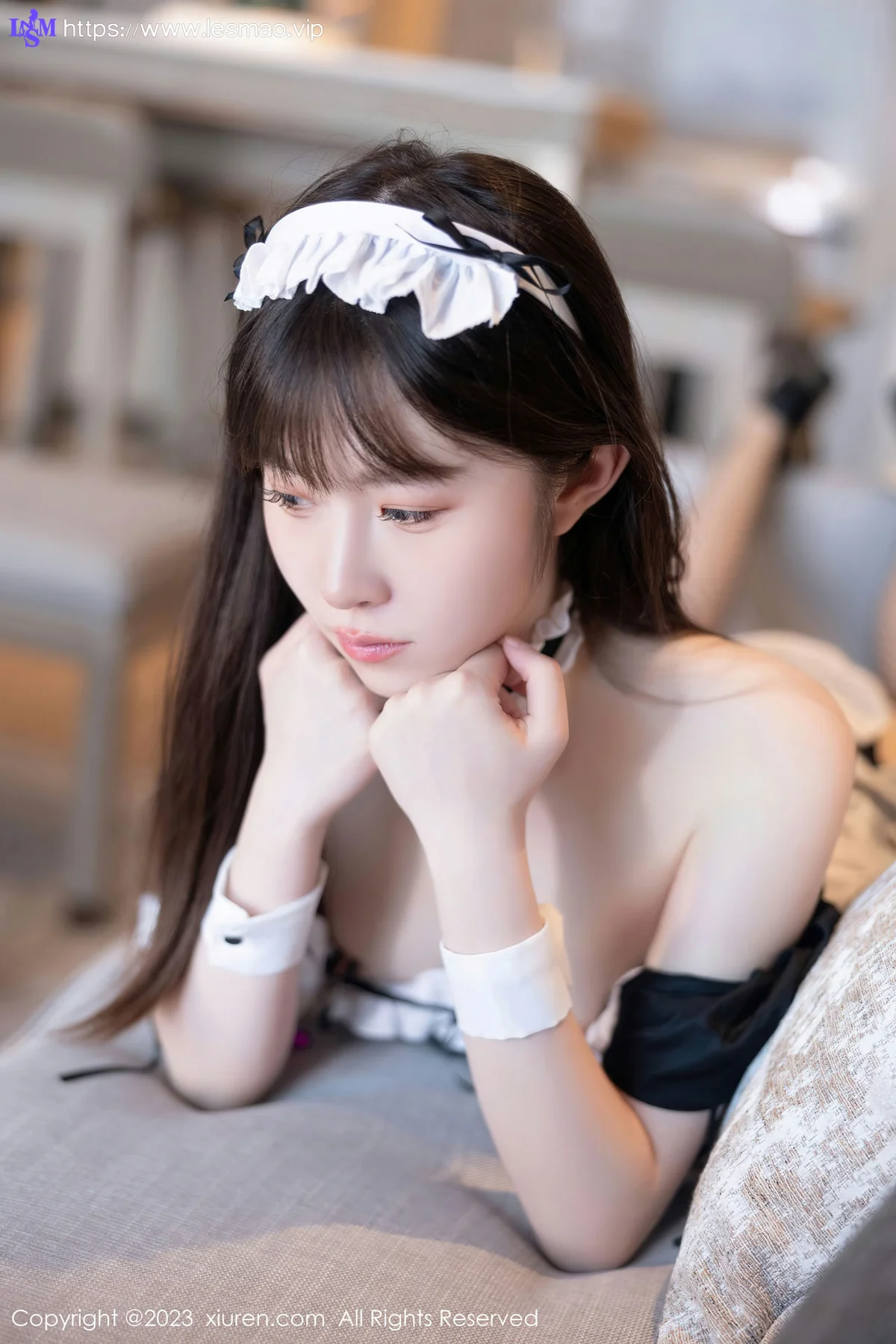XiuRen 秀人 No.7034 林悠悠 黑色女仆性感写真 - 75