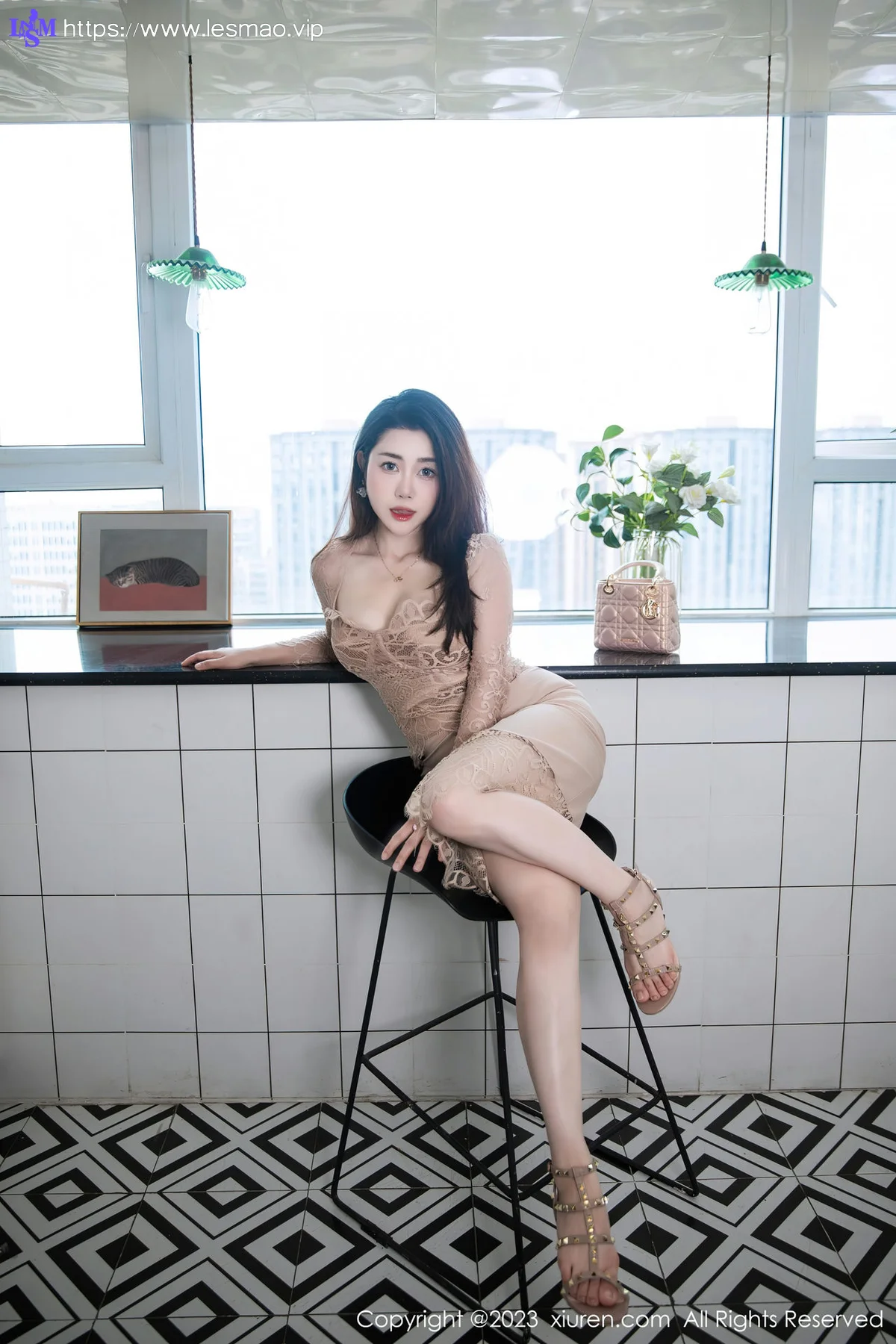 XiuRen 秀人 No.7216  严利娅Yuliya 杏色连衣长裙性感写真 - 28